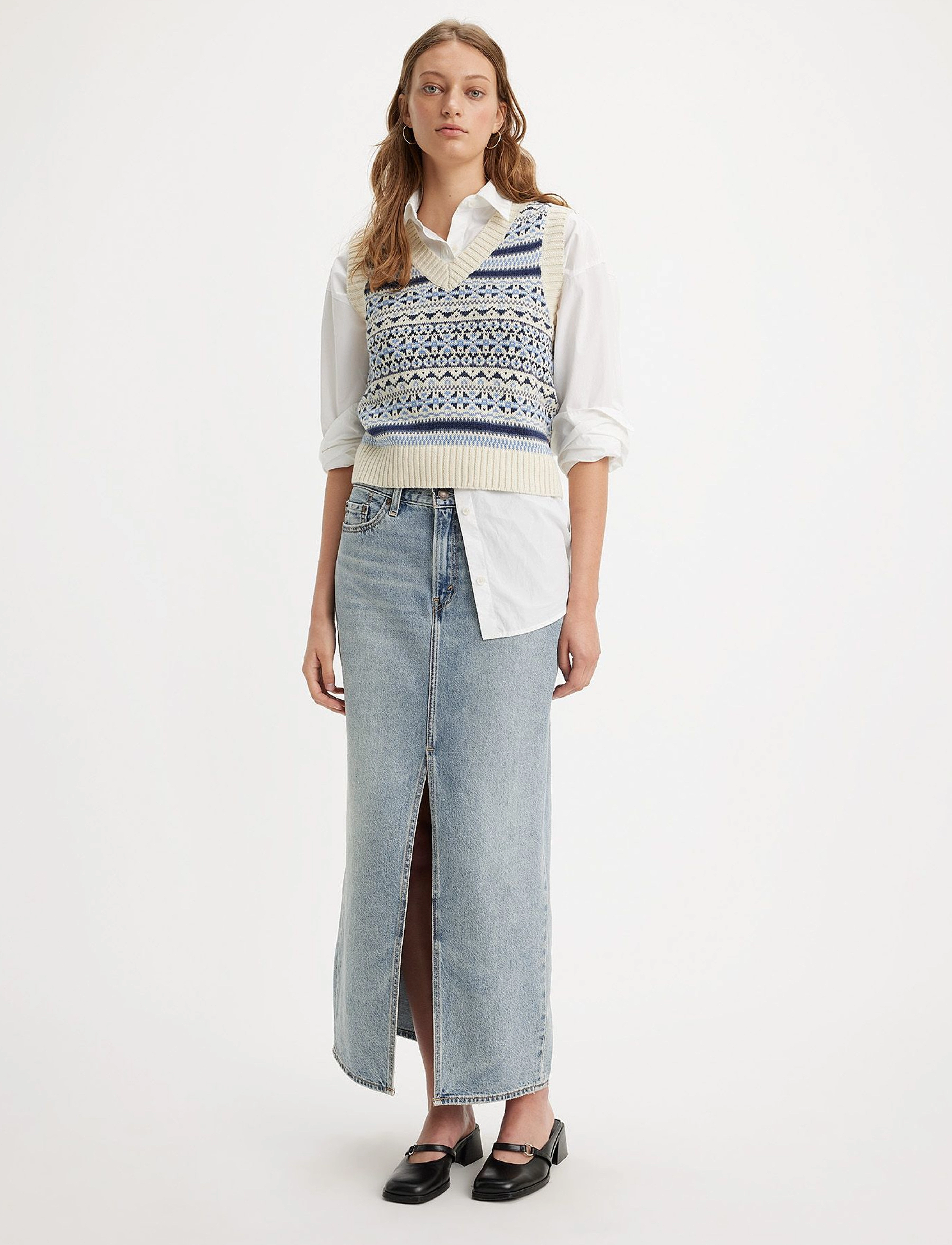 Levi's® ANKLE COLUMN SKIRT PLEASE HOLD - Rokken - MED INDIGO - WORN IN / blue