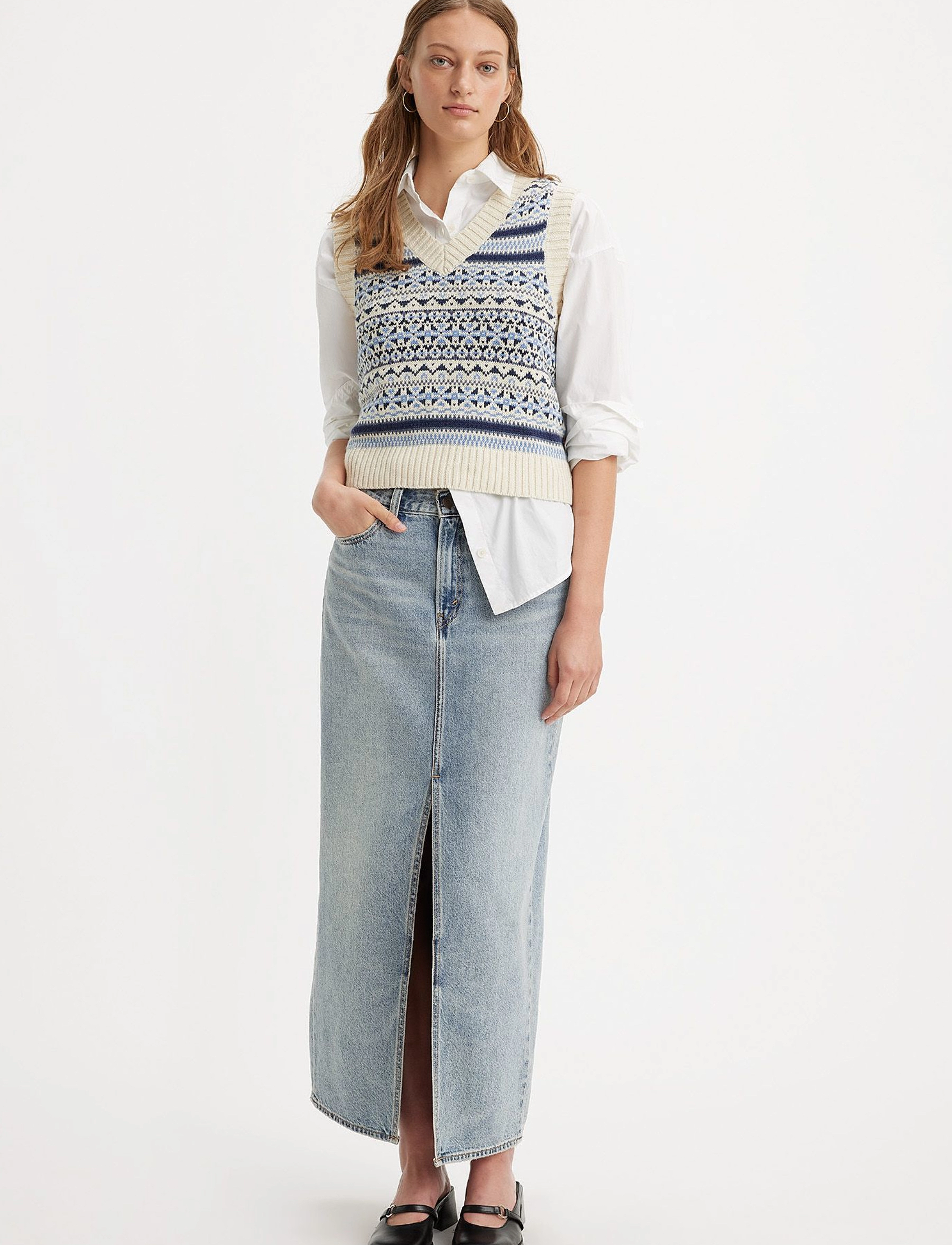 Levi's® - ANKLE COLUMN SKIRT PLEASE HOLD - med indigo - worn in - 3