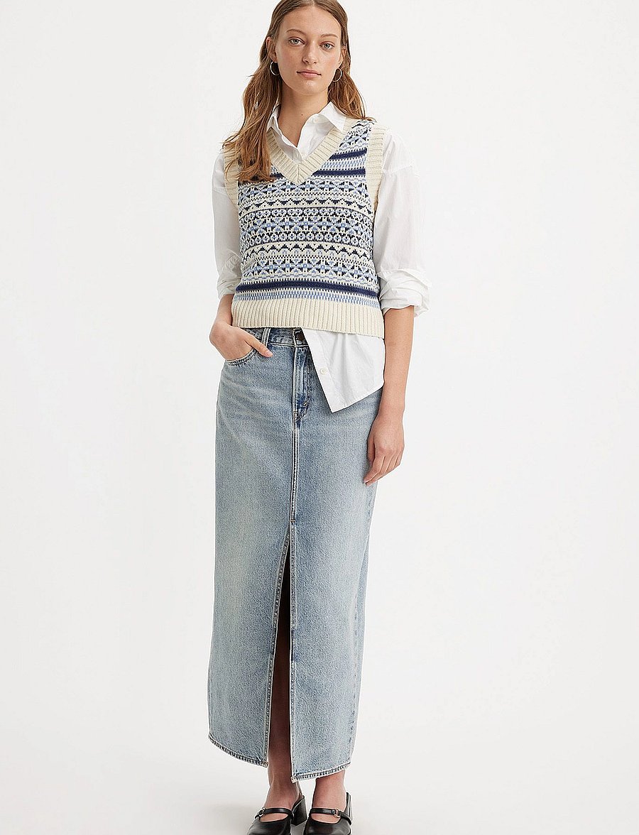 Levi's® - ANKLE COLUMN SKIRT PLEASE HOLD - jeansröcke - med indigo - worn in - 3