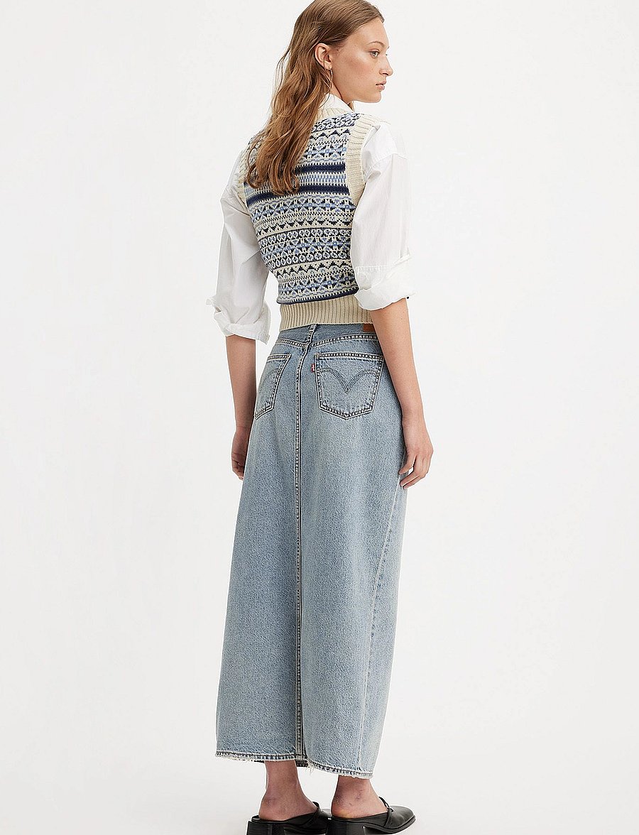 Levi's® - ANKLE COLUMN SKIRT PLEASE HOLD - jeansröcke - med indigo - worn in - 4