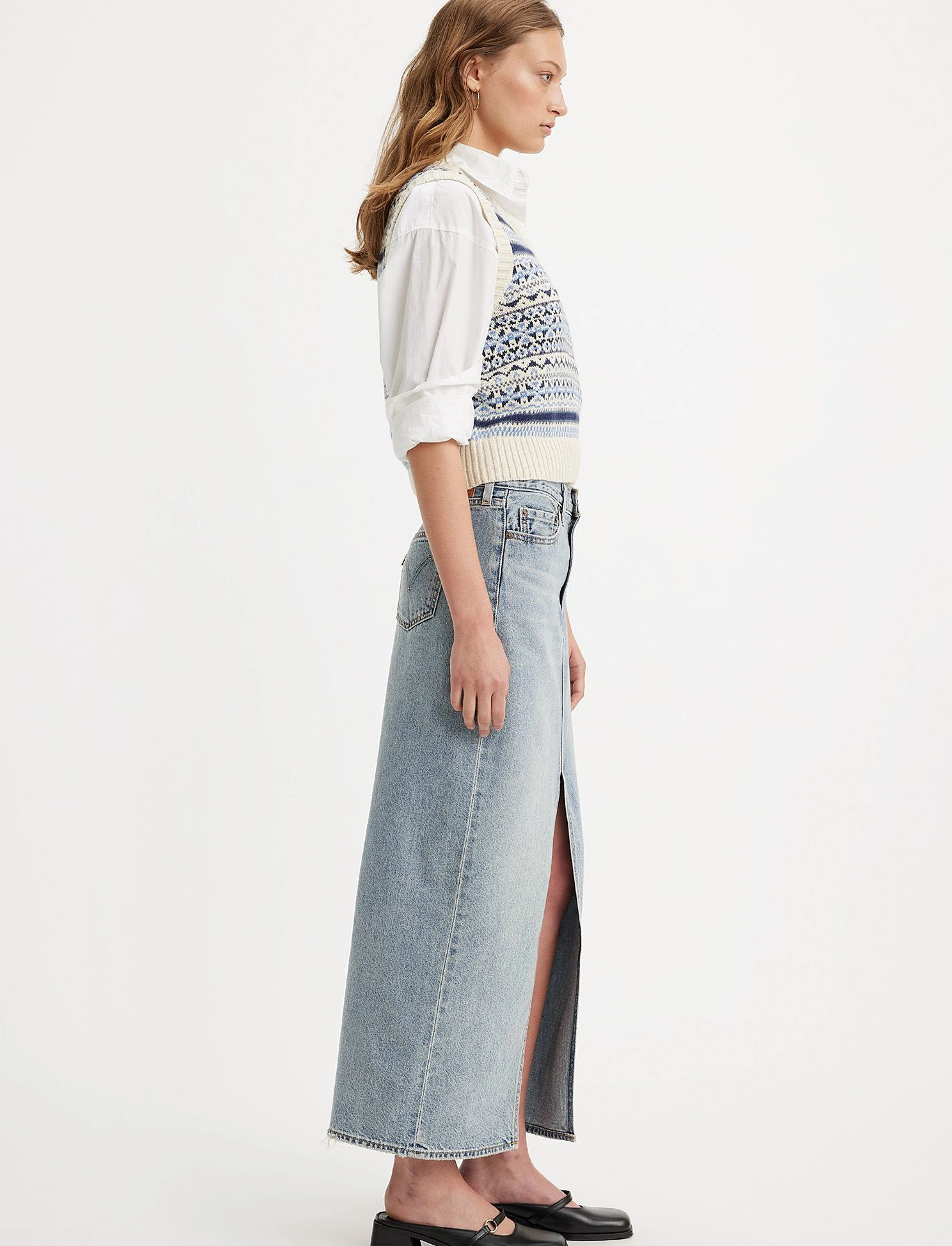 Levi's® - ANKLE COLUMN SKIRT PLEASE HOLD - med indigo - worn in - 5