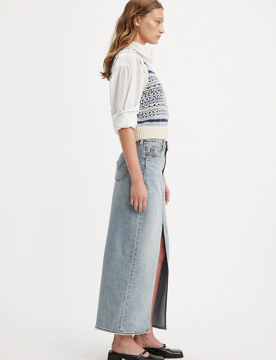 Levi's® - ANKLE COLUMN SKIRT PLEASE HOLD - jeansröcke - med indigo - worn in - 5