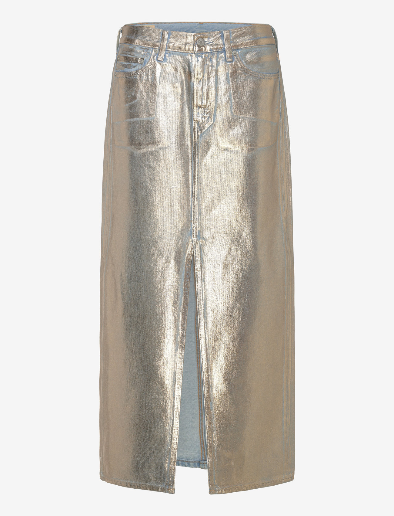 Levi's® - ANKLE COLUMN SKIRT MED INDIGO - FLAT FINISH - jeanskjolar - optical illusion ski - 1