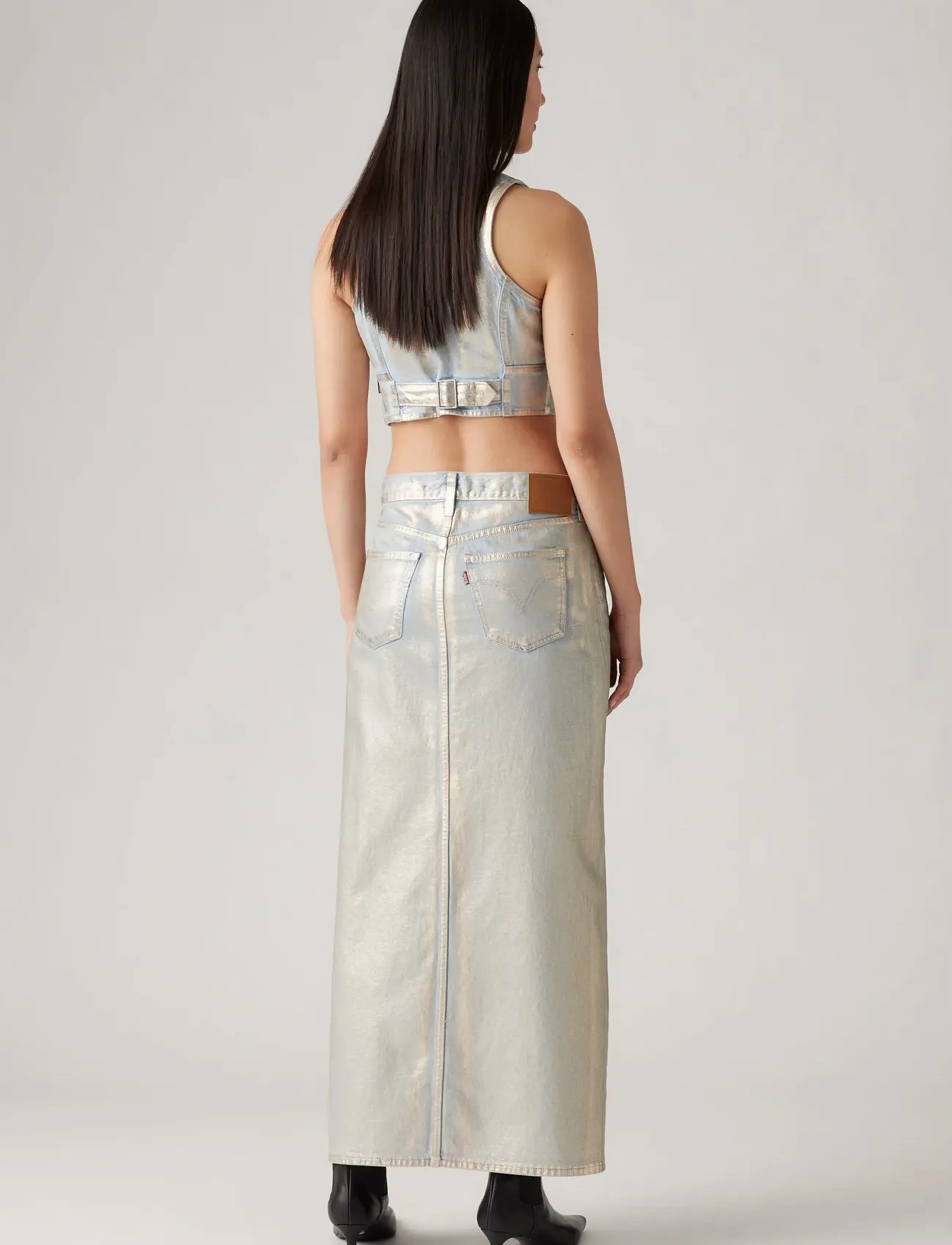 Levi's® - ANKLE COLUMN SKIRT MED INDIGO - FLAT FINISH - jeansröcke - optical illusion ski - 4