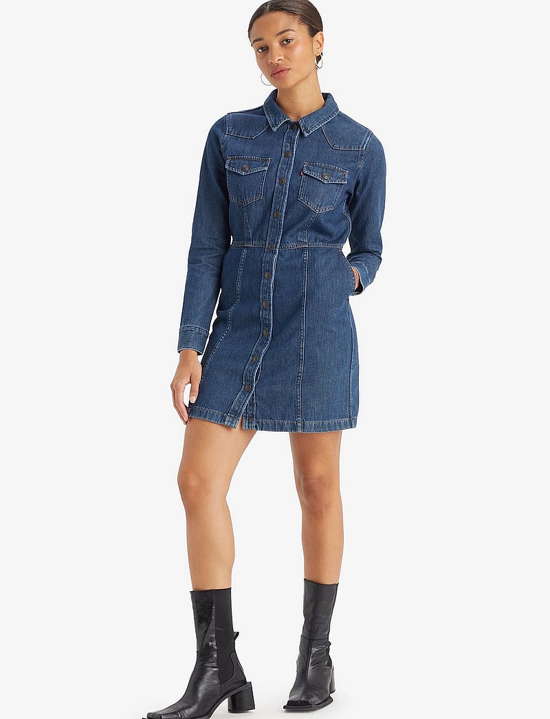 Levi's® - FLYNN WESTERN CORE DRESS DARK INDIGO - WORN IN - denimkjoler - dark indigo - worn in - 0