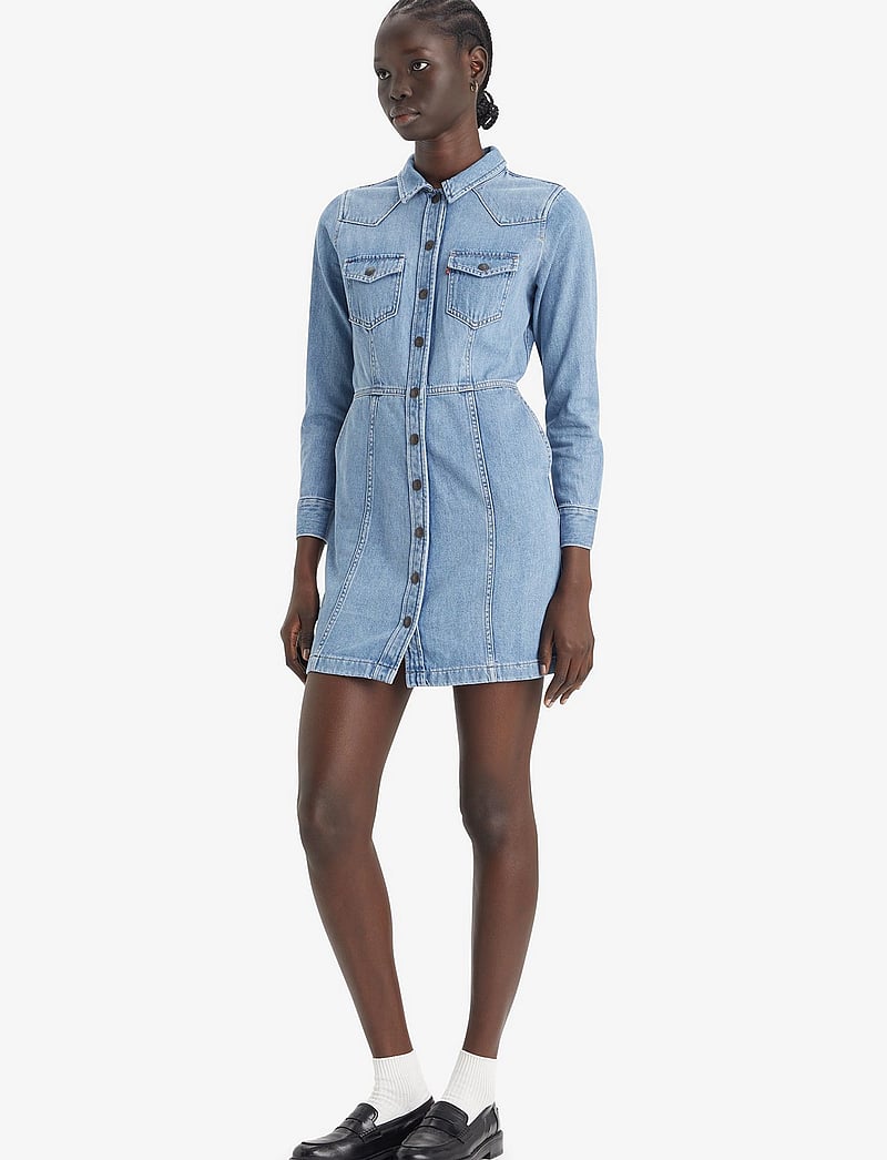 Levi's® - FLYNN WESTERN CORE DRESS MED INDIGO - WORN IN - jeanskleider - med indigo - worn in - 0