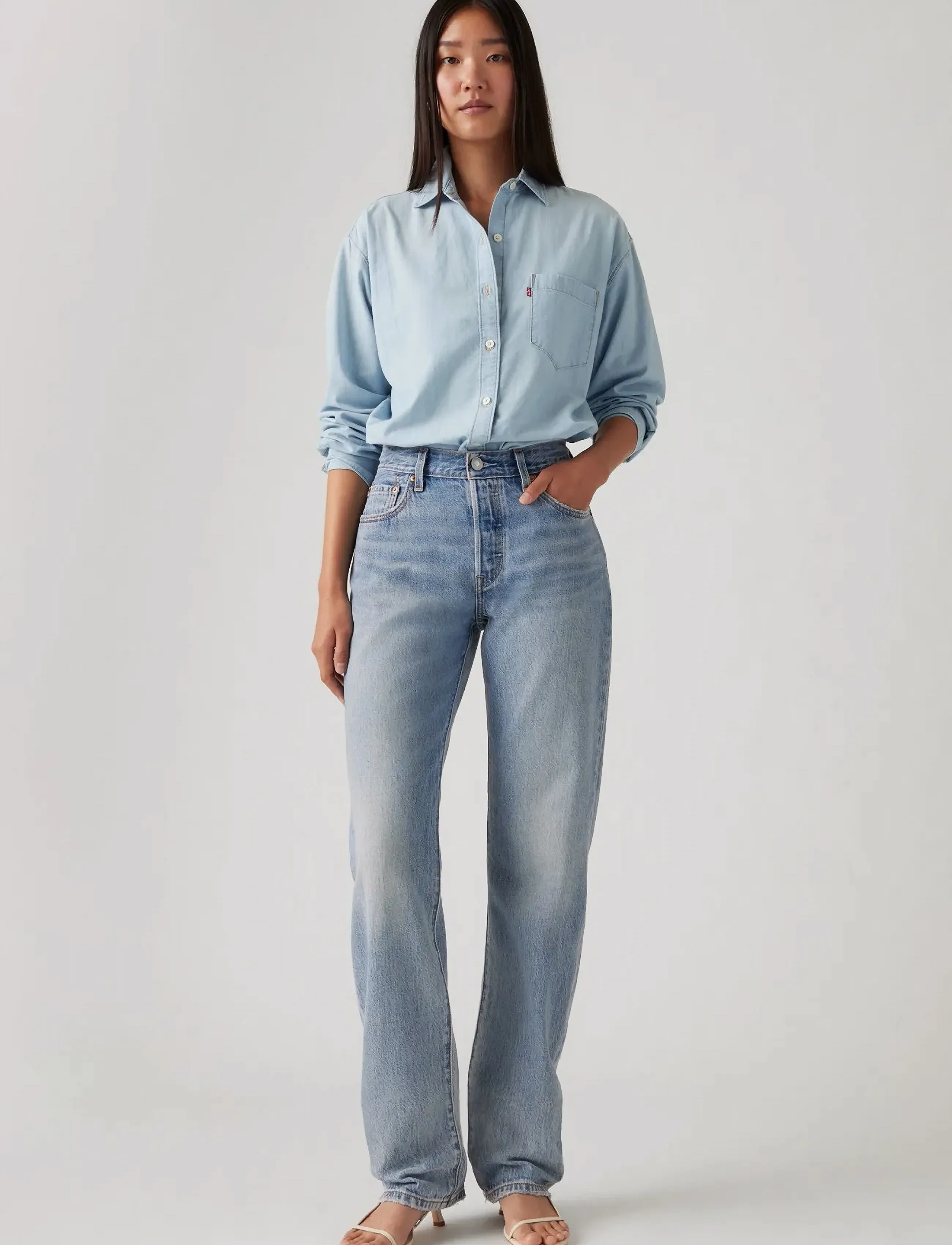 Levi's® - 501 90S LIGHTWEIGHT FUN FLARE - med indigo - worn in - 0
