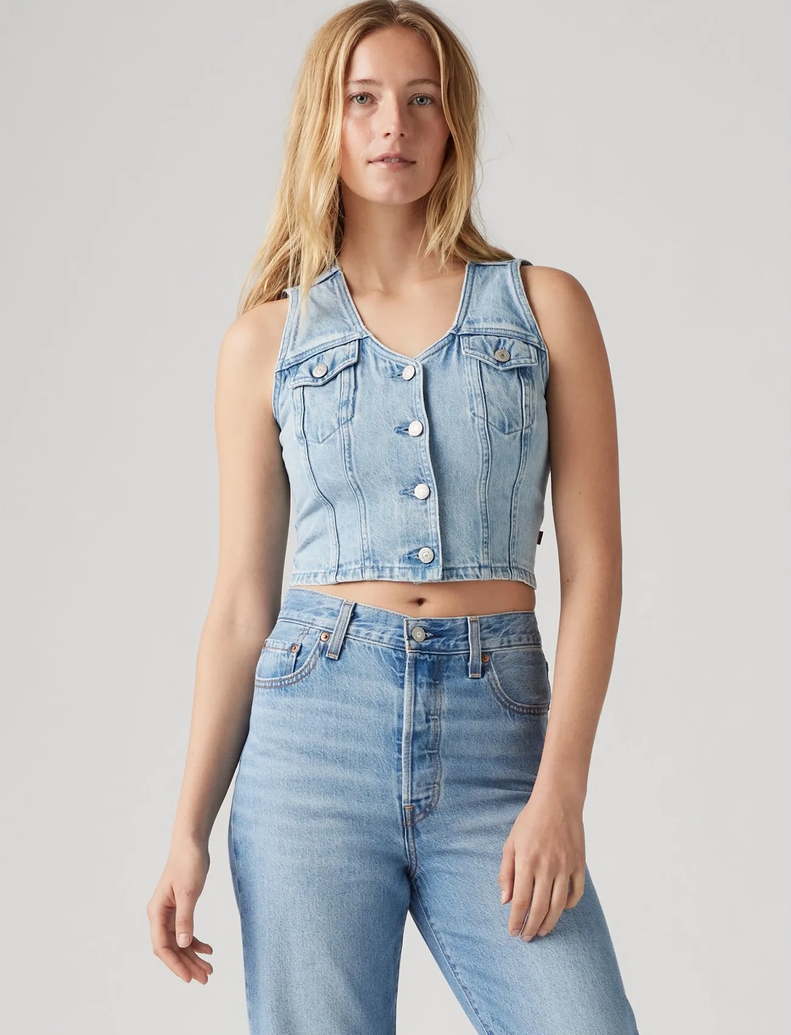 Levi's® - BELLA DENIM CORSET I WILL - denim vests - med indigo - flat finish - 3