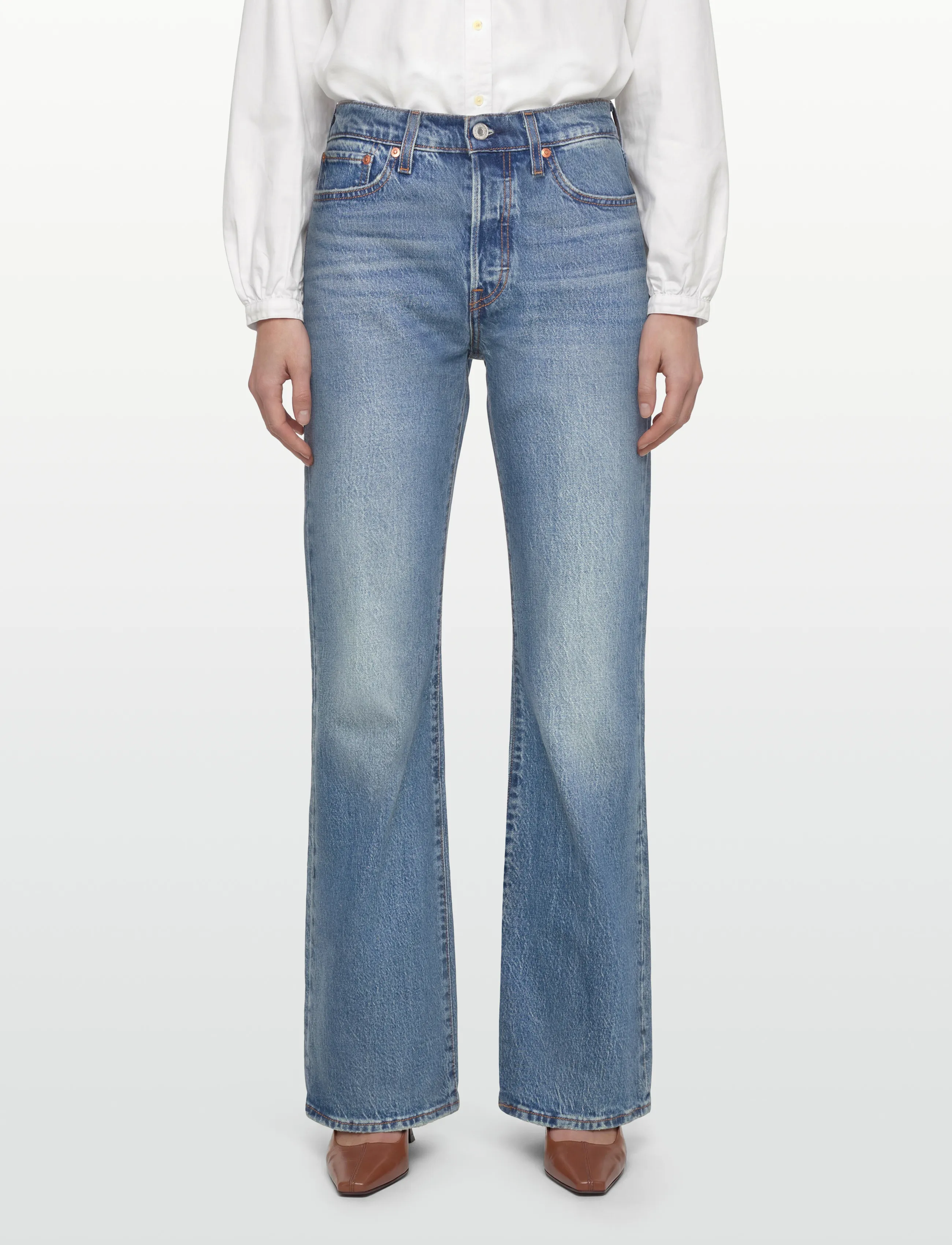 Levi's® - WEDGIE BOOT FAIR POINT PSK - schlaghosen - med indigo - worn in - 3
