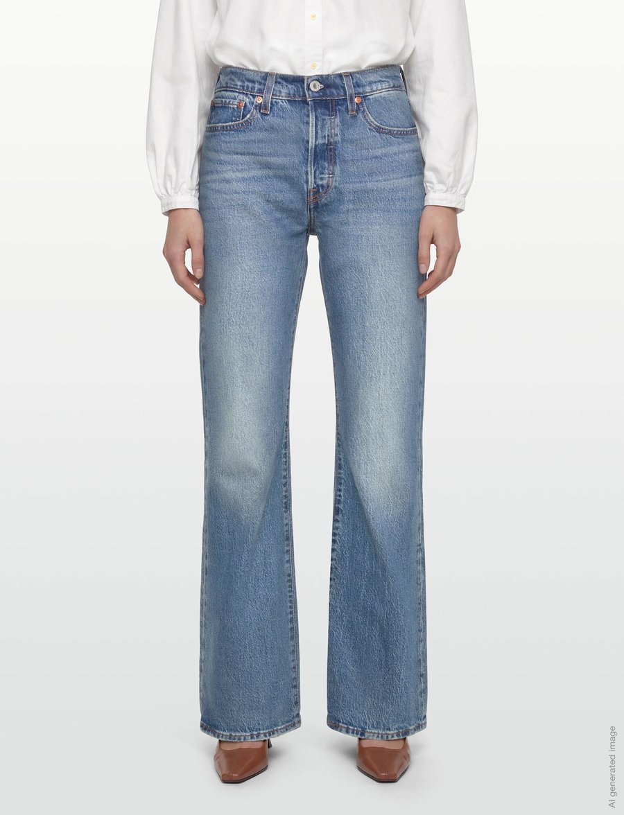 Levi's® - WEDGIE BOOT FAIR POINT PSK - schlaghosen - med indigo - worn in - 3