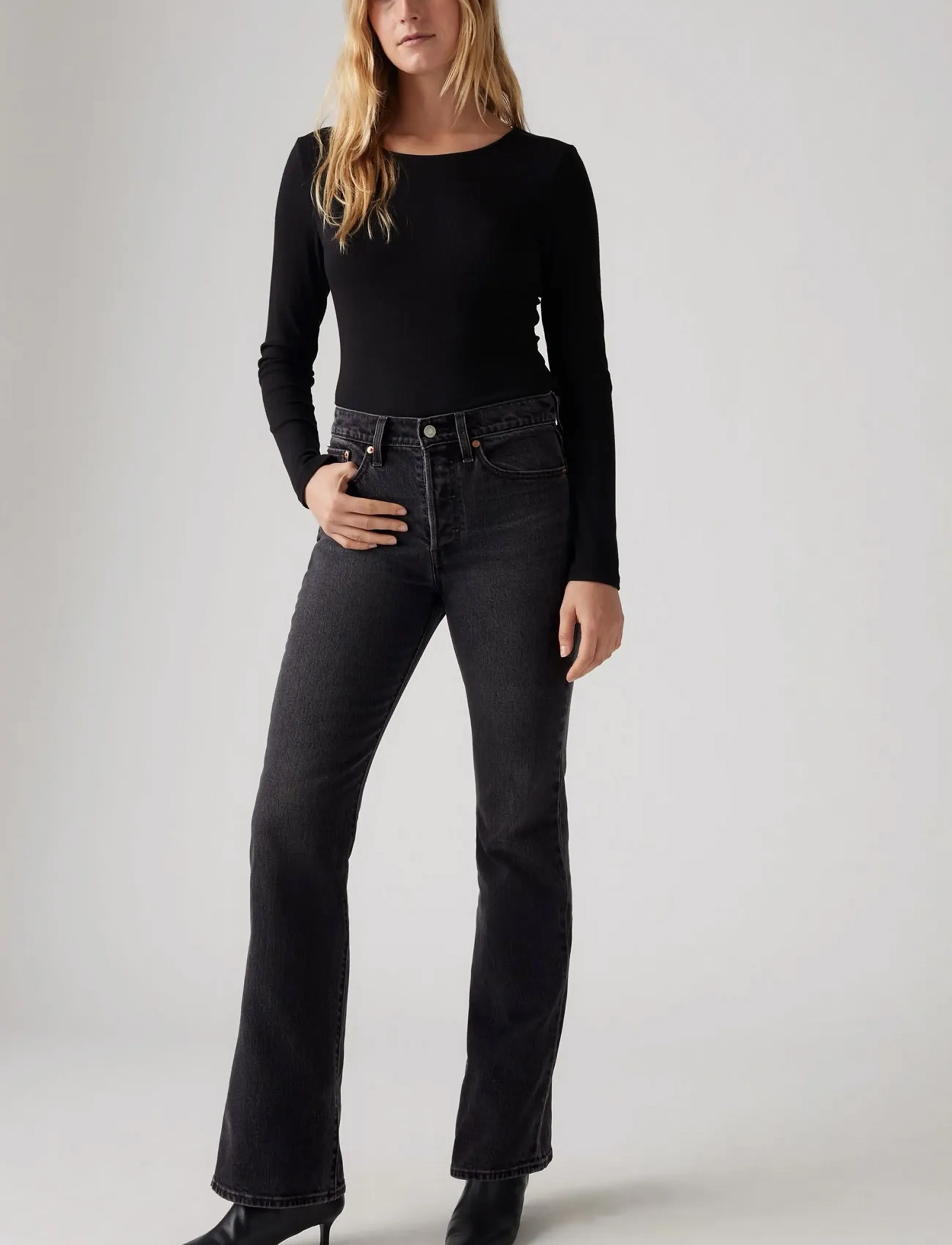 Levi's® WEDGIE BOOT ON THE TOWN NO CRA - Jeans - BLACKS / black