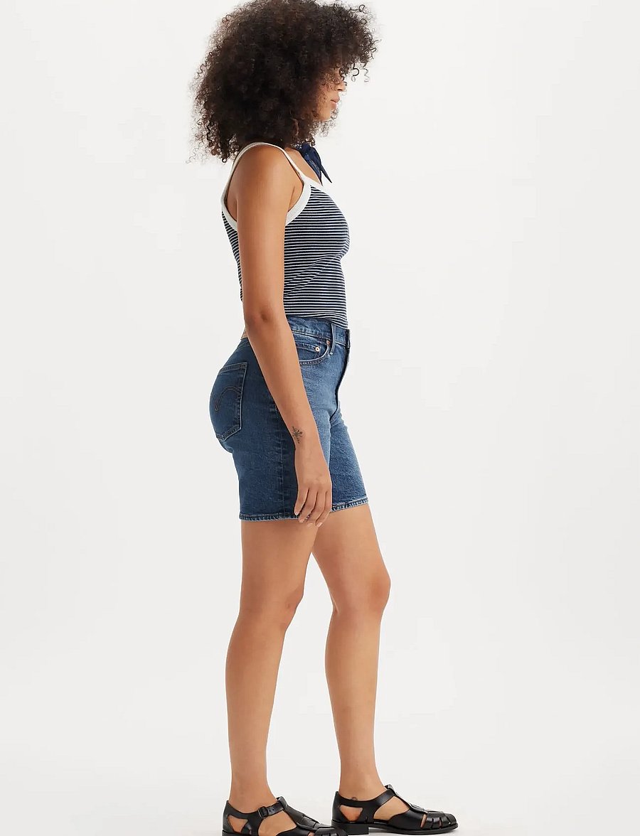 Levi's® - RIBCAGE BERMUDA SHORT BRINGING - lühikesed teksapüksid - med indigo - flat finish - 3