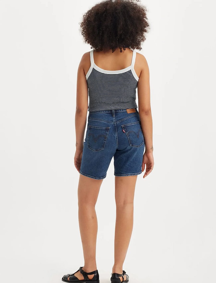 Levi's® - RIBCAGE BERMUDA SHORT BRINGING - lühikesed teksapüksid - med indigo - flat finish - 4