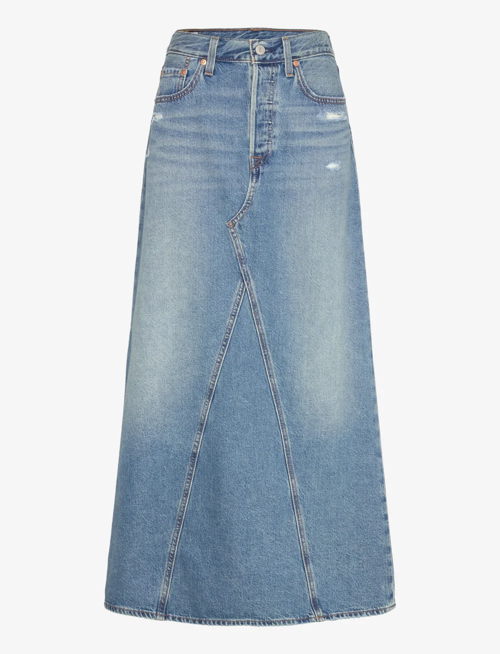 Levi's® - ICONIC LONG SKIRT W/SLIT VERIF - teksaseelikud - med indigo - worn in - 1
