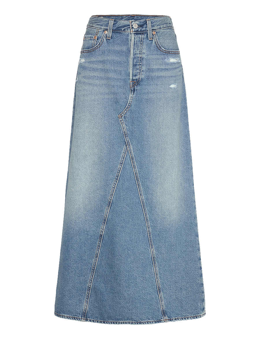 Levi's® - ICONIC LONG SKIRT W/SLIT VERIF - denim skirts - med indigo - worn in - 1