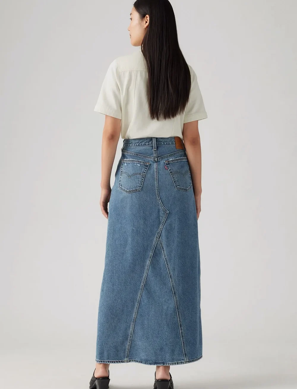 Levi's® - ICONIC LONG SKIRT W/SLIT VERIF - teksaseelikud - med indigo - worn in - 5