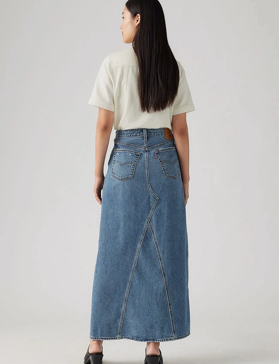 Levi's® - ICONIC LONG SKIRT W/SLIT VERIF - denim skirts - med indigo - worn in - 5