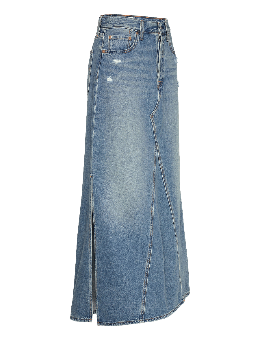 Levi's® - ICONIC LONG SKIRT W/SLIT VERIF - denim skirts - med indigo - worn in - 3