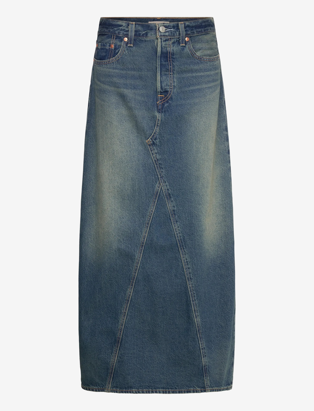 Levi's® - ICONIC LONG SKIRT W/SLIT LONG - teksaseelikud - med indigo - worn in - 1