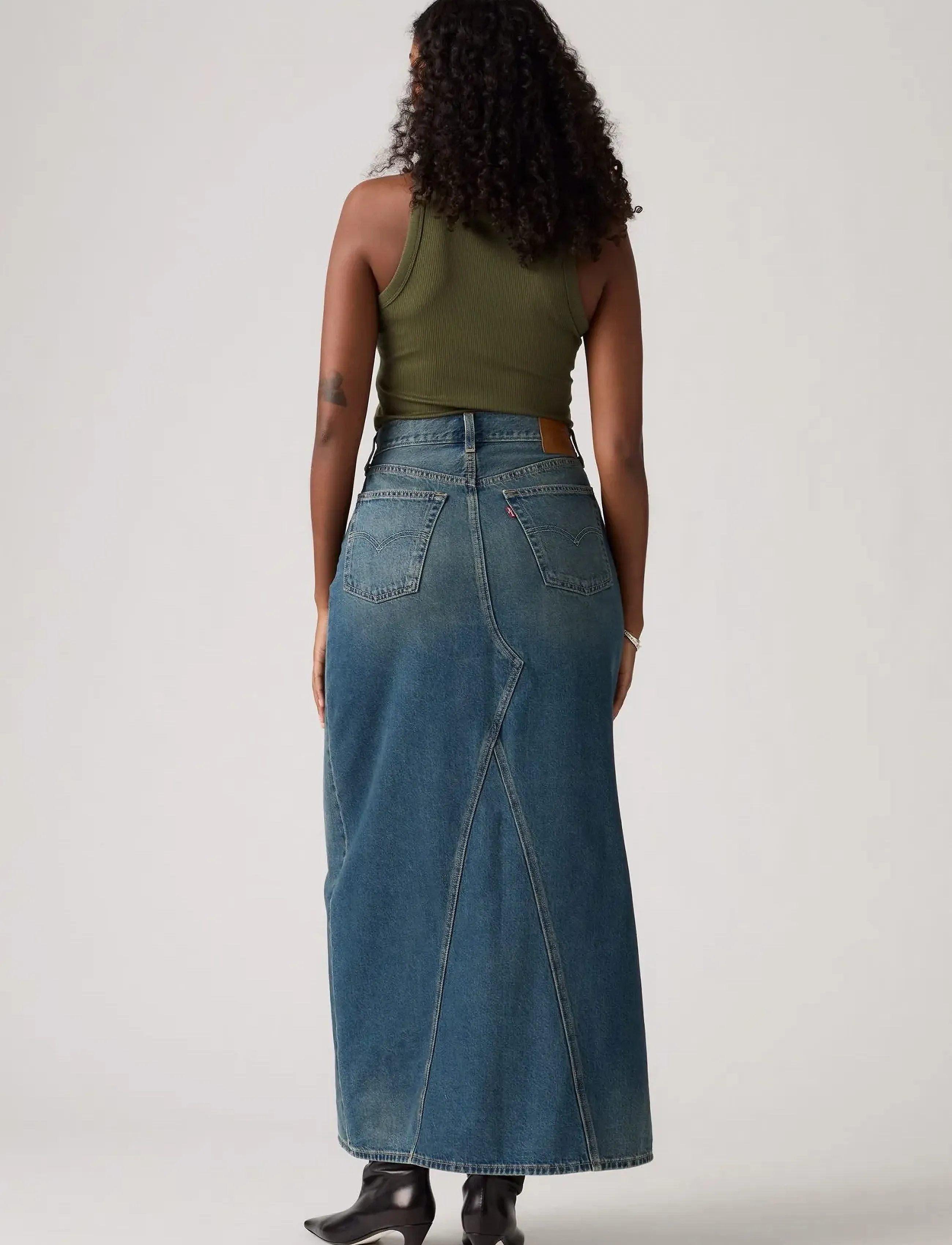 Levi's® - ICONIC LONG SKIRT W/SLIT LONG - med indigo - worn in - 5