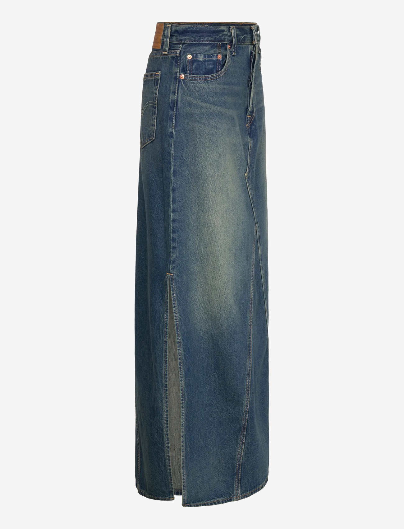 Levi's® - ICONIC LONG SKIRT W/SLIT LONG - teksaseelikud - med indigo - worn in - 3