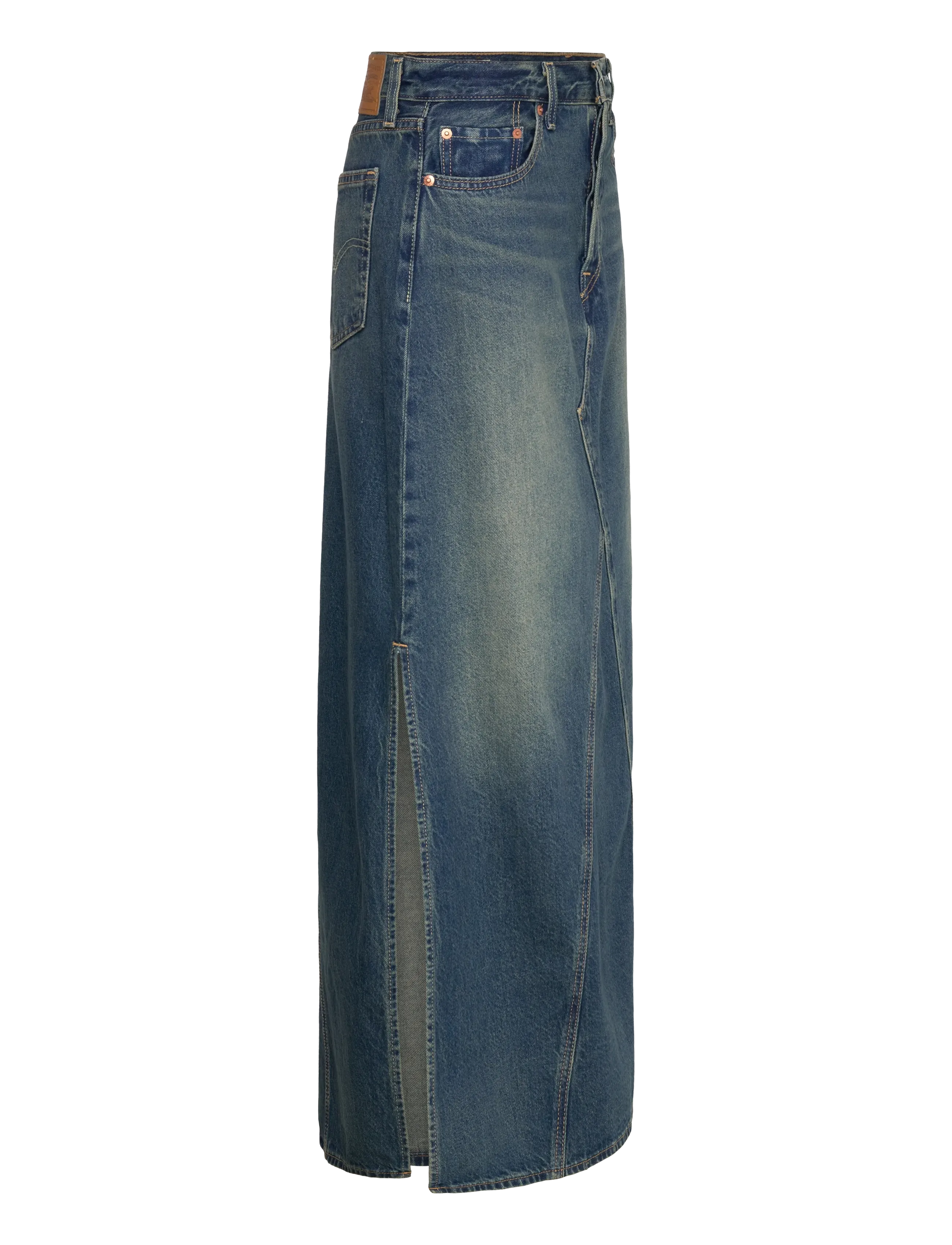 Levi's® - ICONIC LONG SKIRT W/SLIT LONG - med indigo - worn in - 3