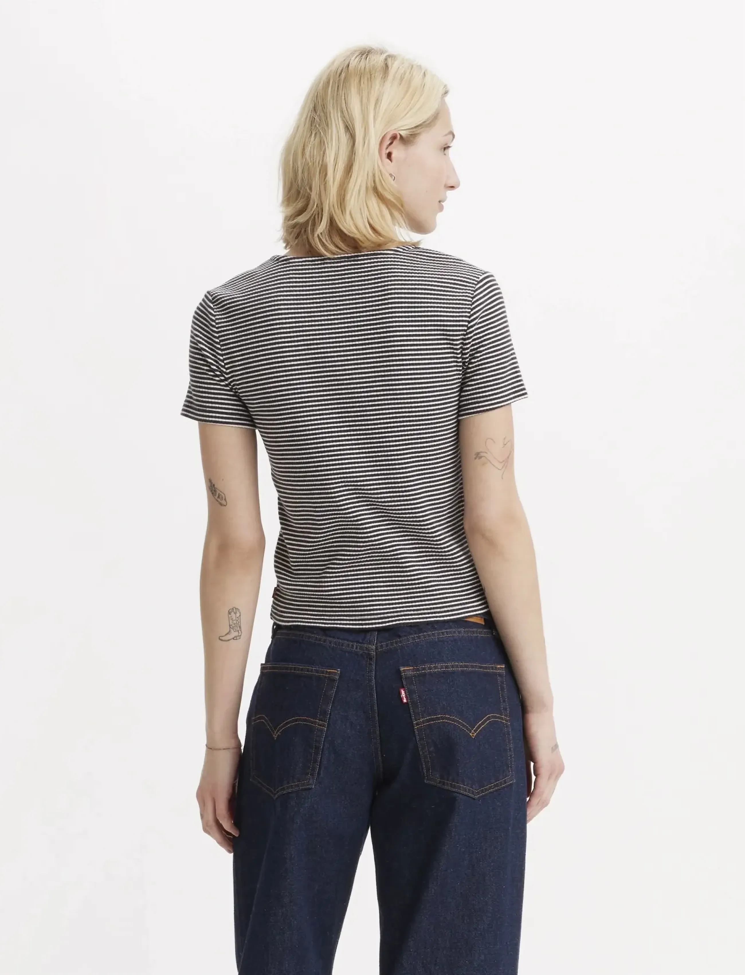 Levi's® - MUSE SS TEE VANILLA STRIPE CAV - t-shirts - blacks - 3
