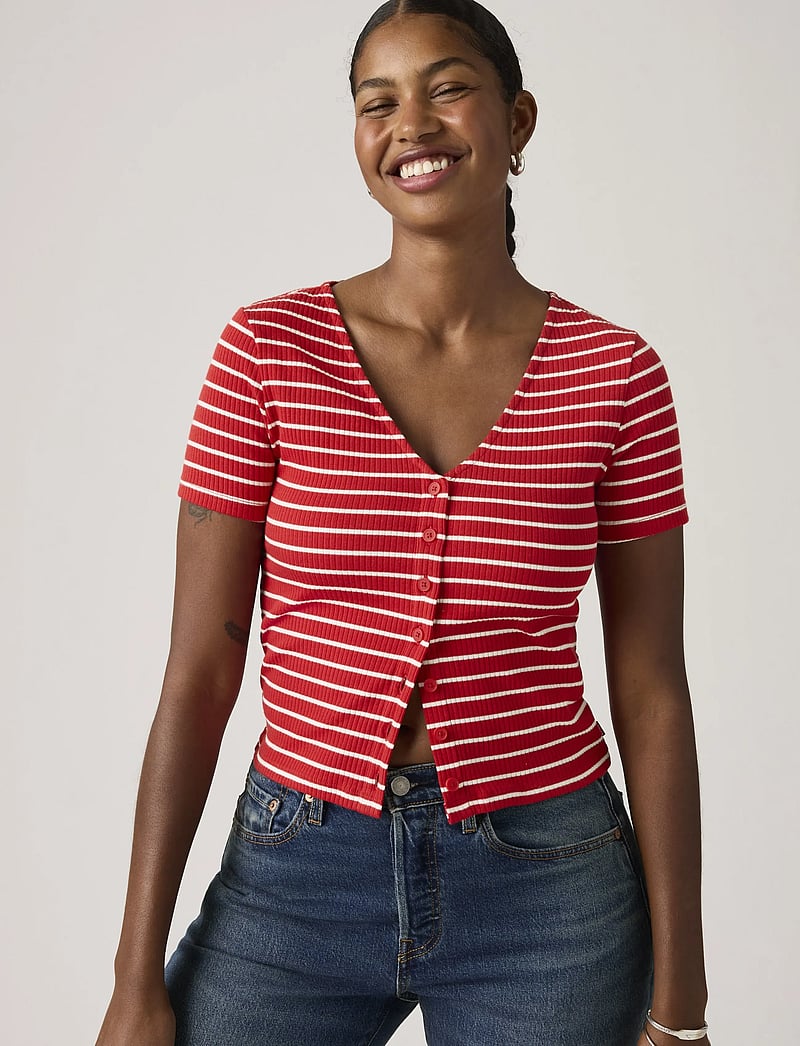 Levi's® - MUSE SS TEE PENELOPE STRIPE UR - t-särgid - reds - 0