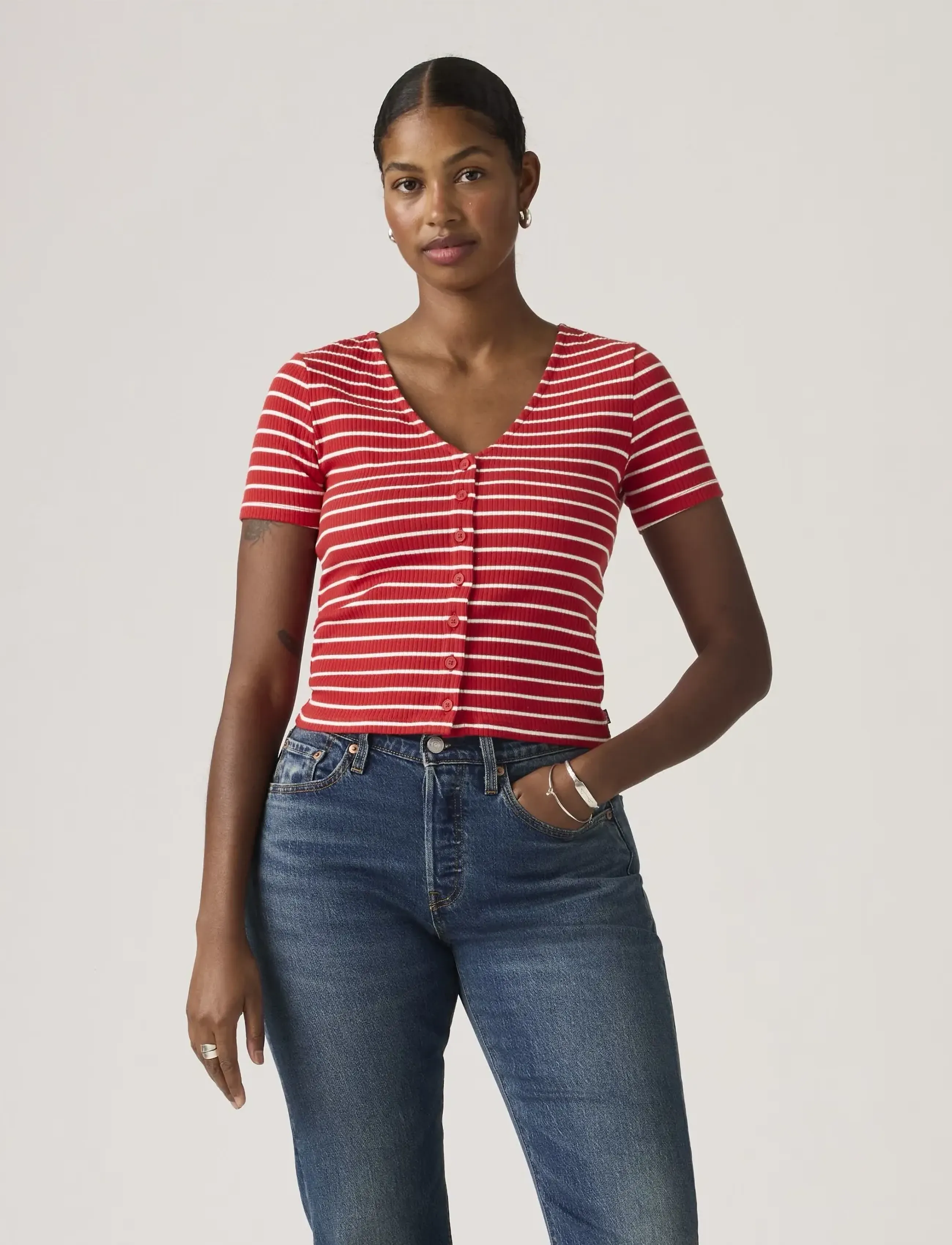 Levi's® - MUSE SS TEE PENELOPE STRIPE UR - t-shirts - reds - 5