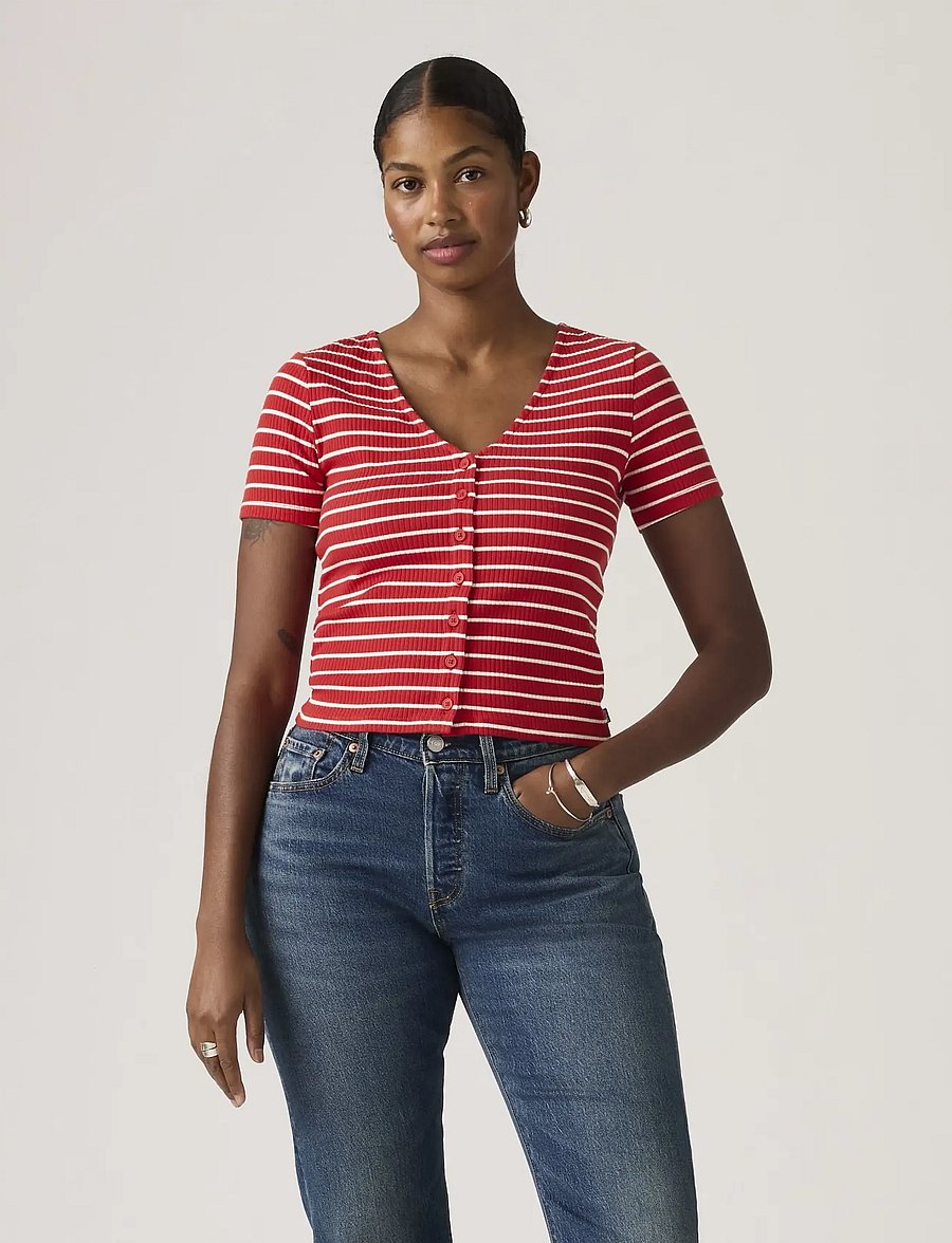Levi's® - MUSE SS TEE PENELOPE STRIPE UR - t-shirts - reds - 5