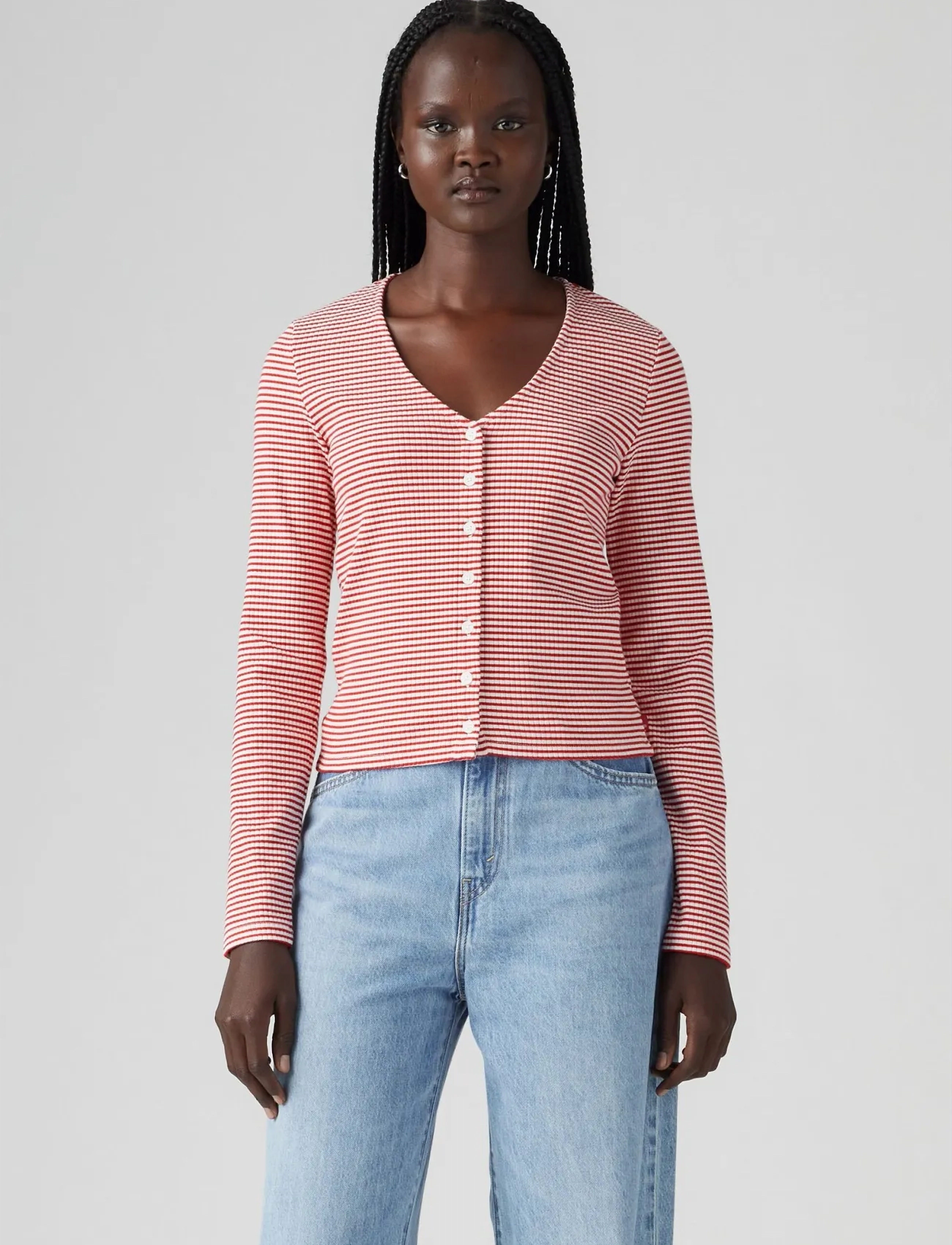 Levi's® - MUSE LS TEE VANILLA STRIPE SCA - reds - 3