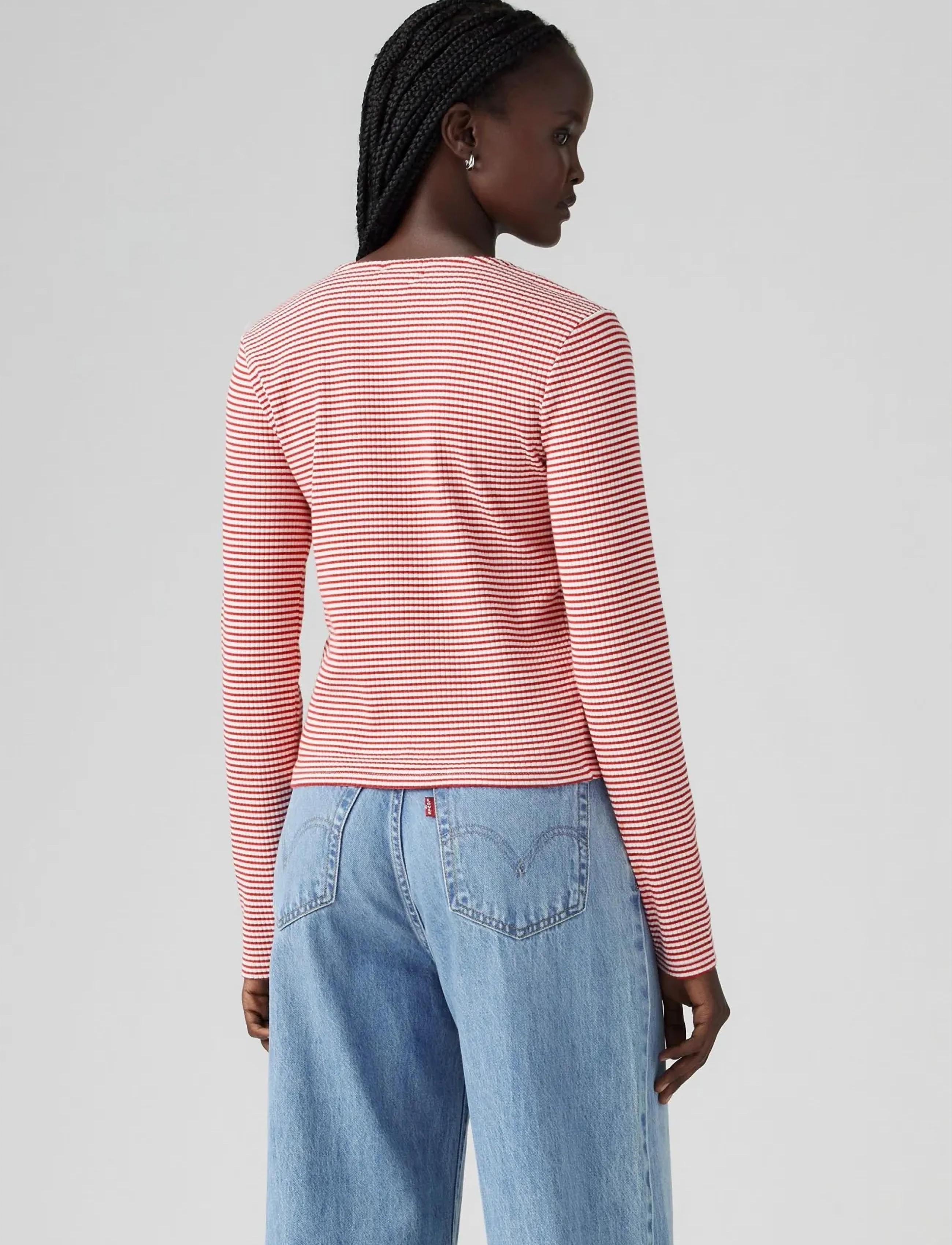 Levi's® - MUSE LS TEE VANILLA STRIPE SCA - reds - 4