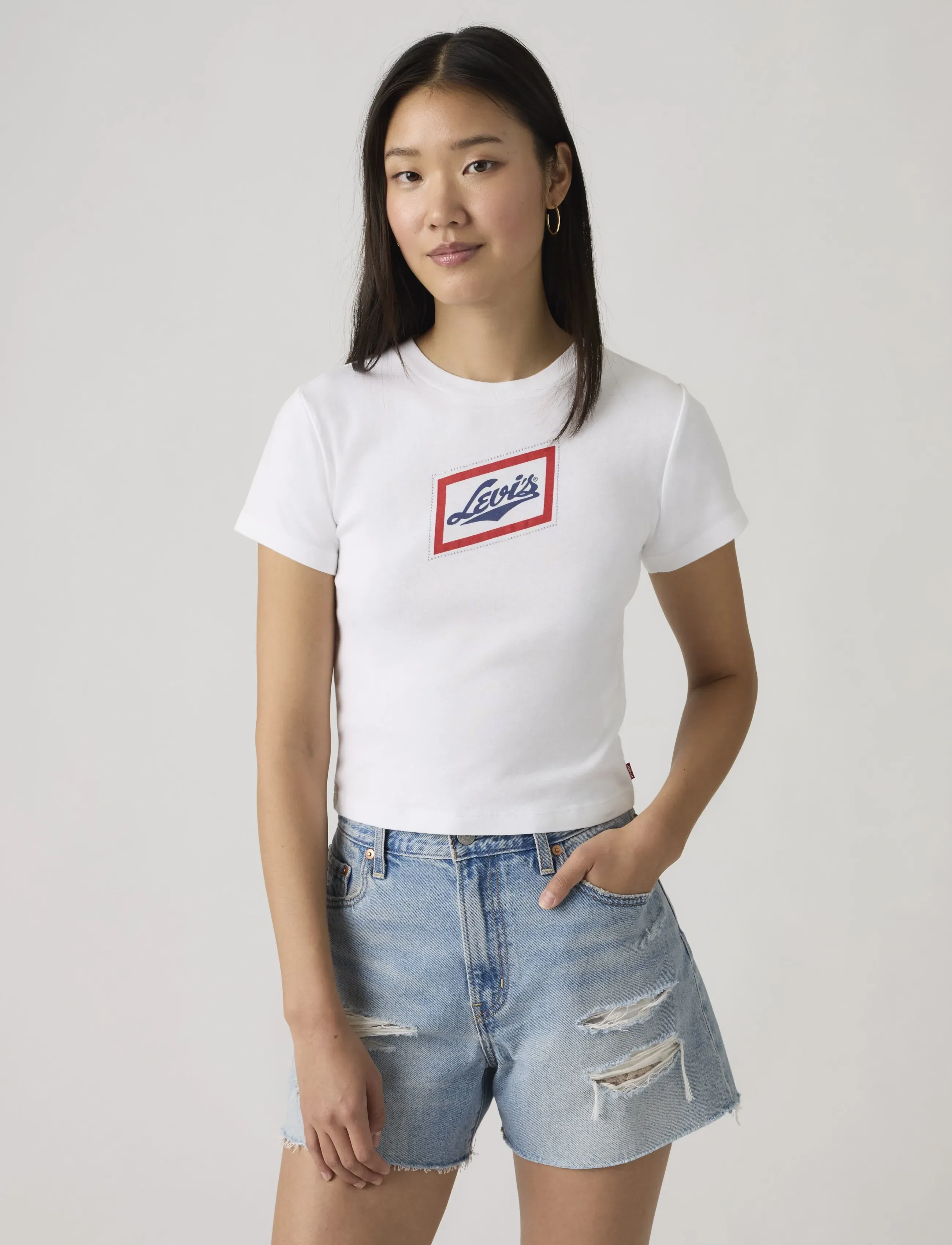 Levi's Gr Essential Sporty Tee Vintag, S, T-shirts & Oberteile, Weiß - Short-sleeved, Frauen