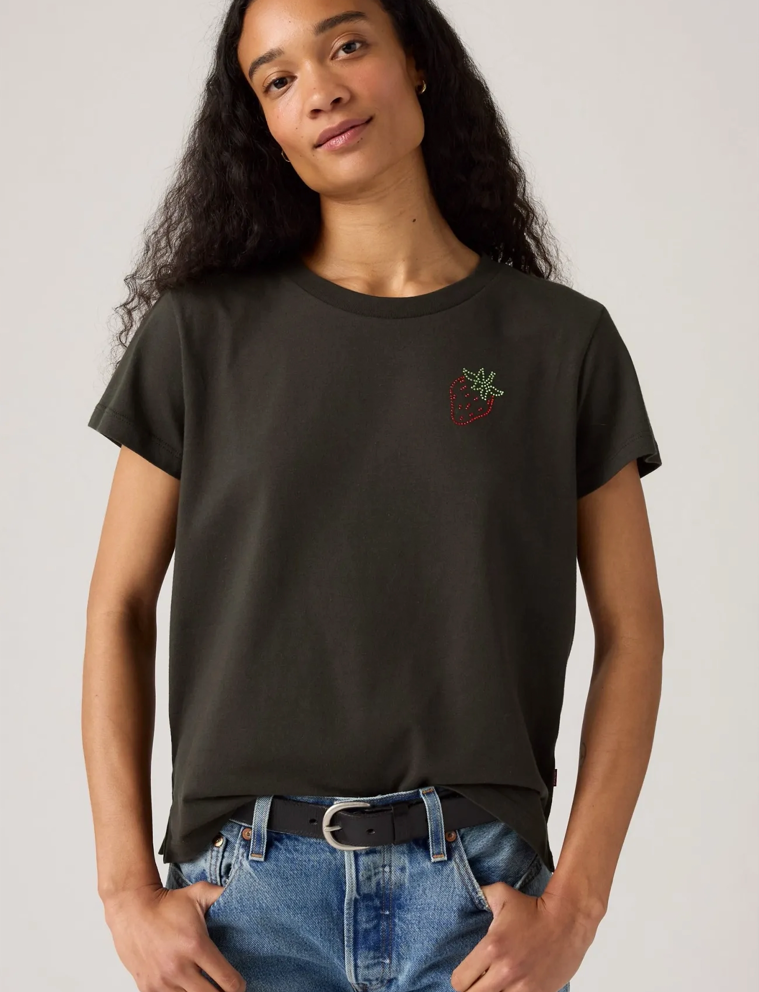 Levi's® GRAPHIC BOXY TSHIRT RHINESTONE - T-Shirts & Tops - BLACKS / grey