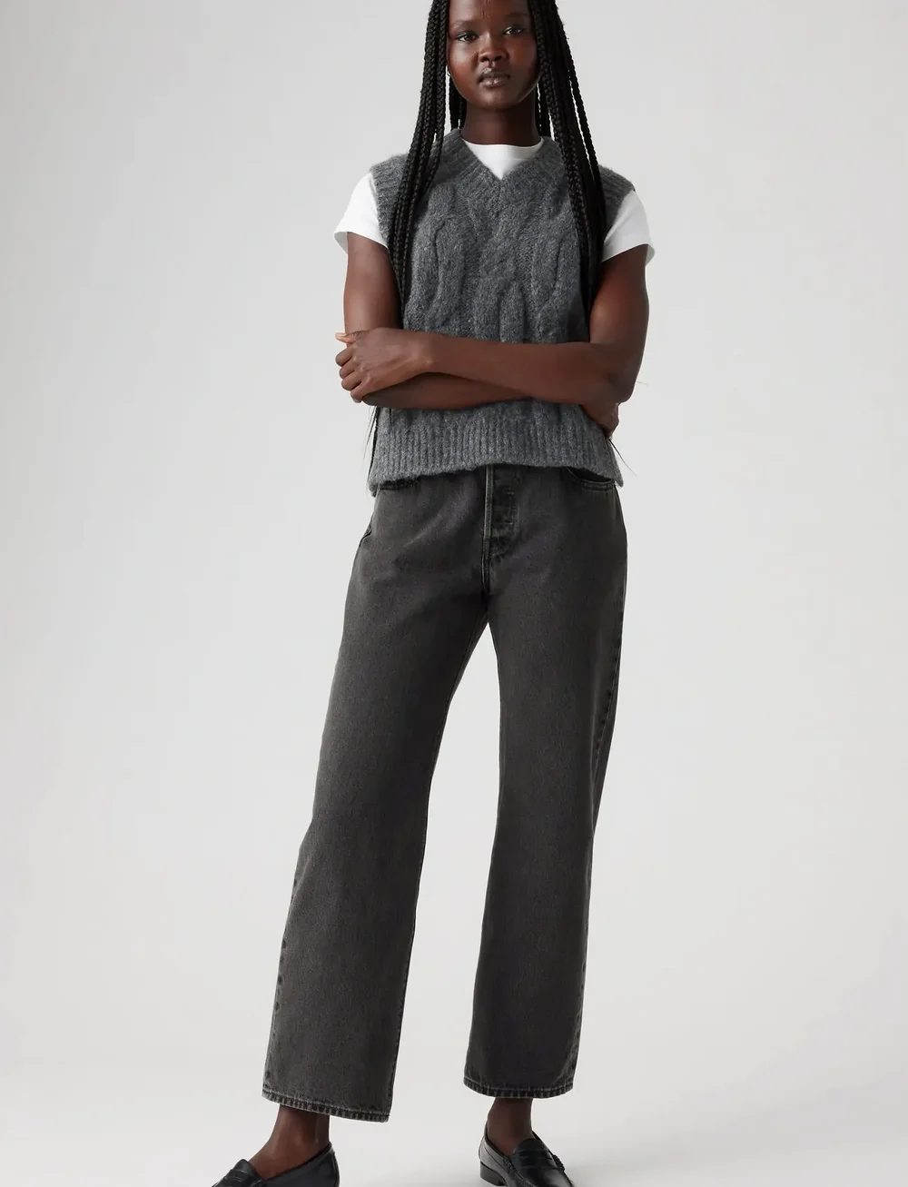 Levi's® - 501 90S ANKLE SMOOTH OPERATOR - hosen mit weitem bein - blacks - 0