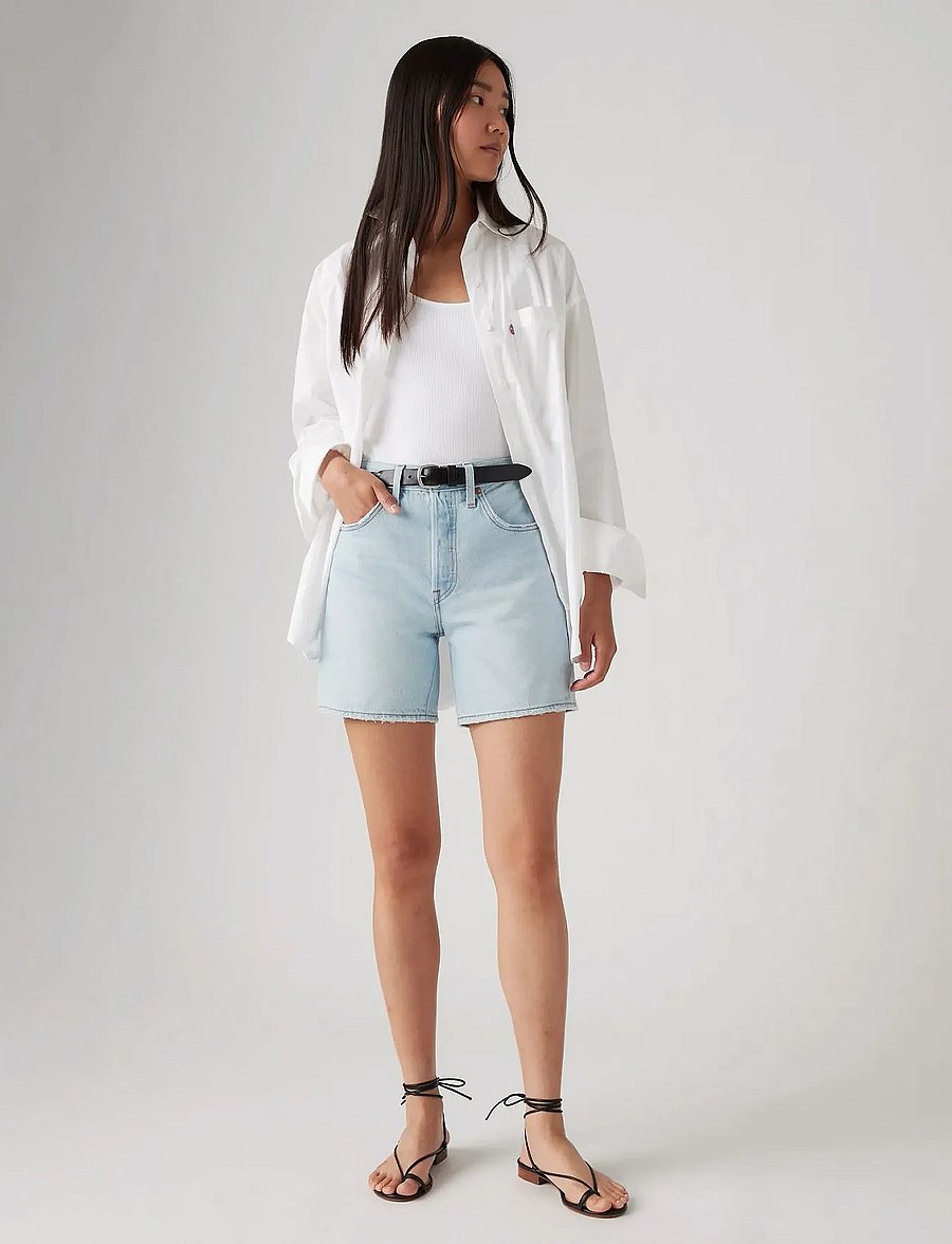 Levi's® - 501 MID THIGH SHORT LW MAKE ME - light indigo - worn in - 0
