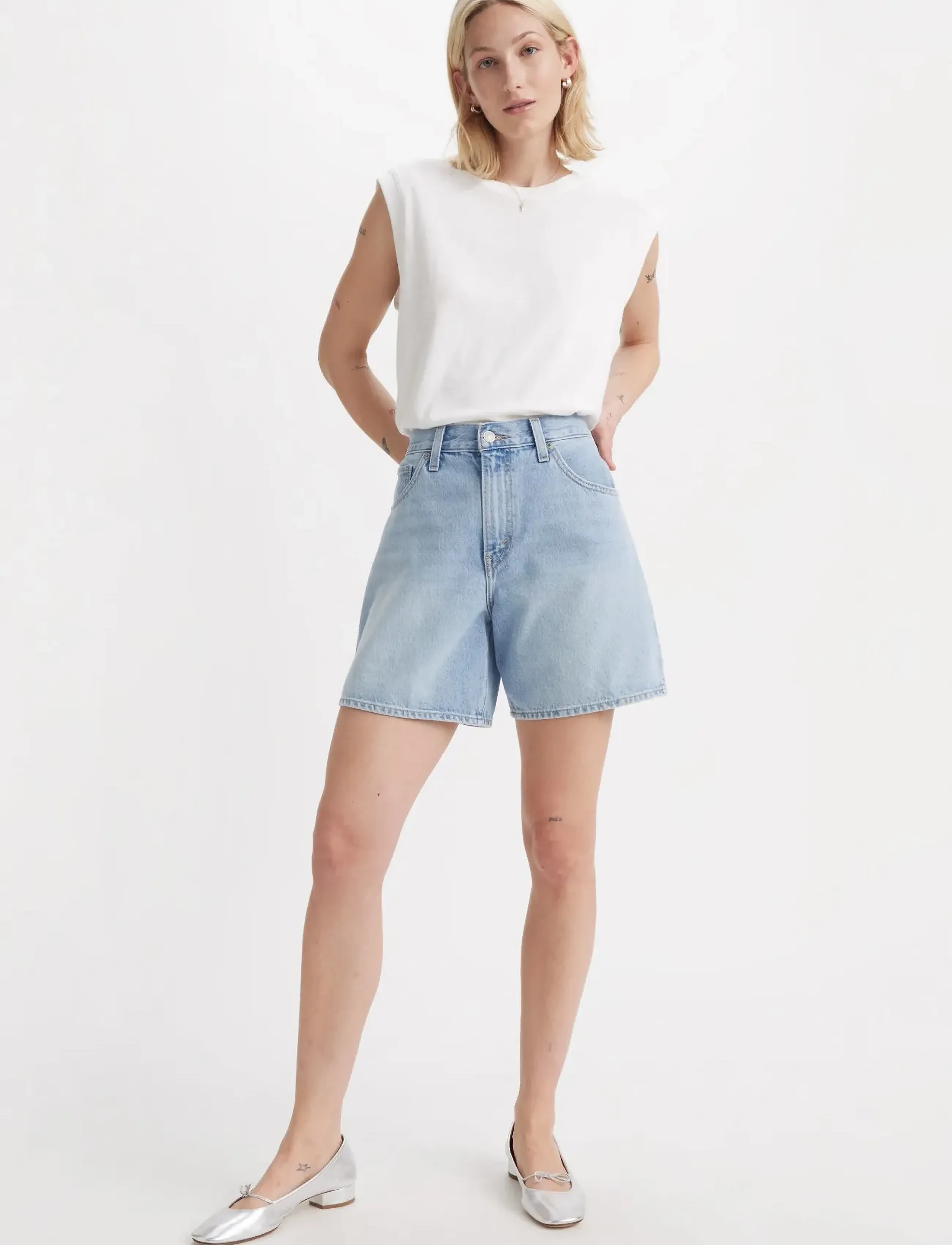 Levi's High Baggy Short Far And Wide, 30, Blue, Shorts > Denim Shorts, Dame