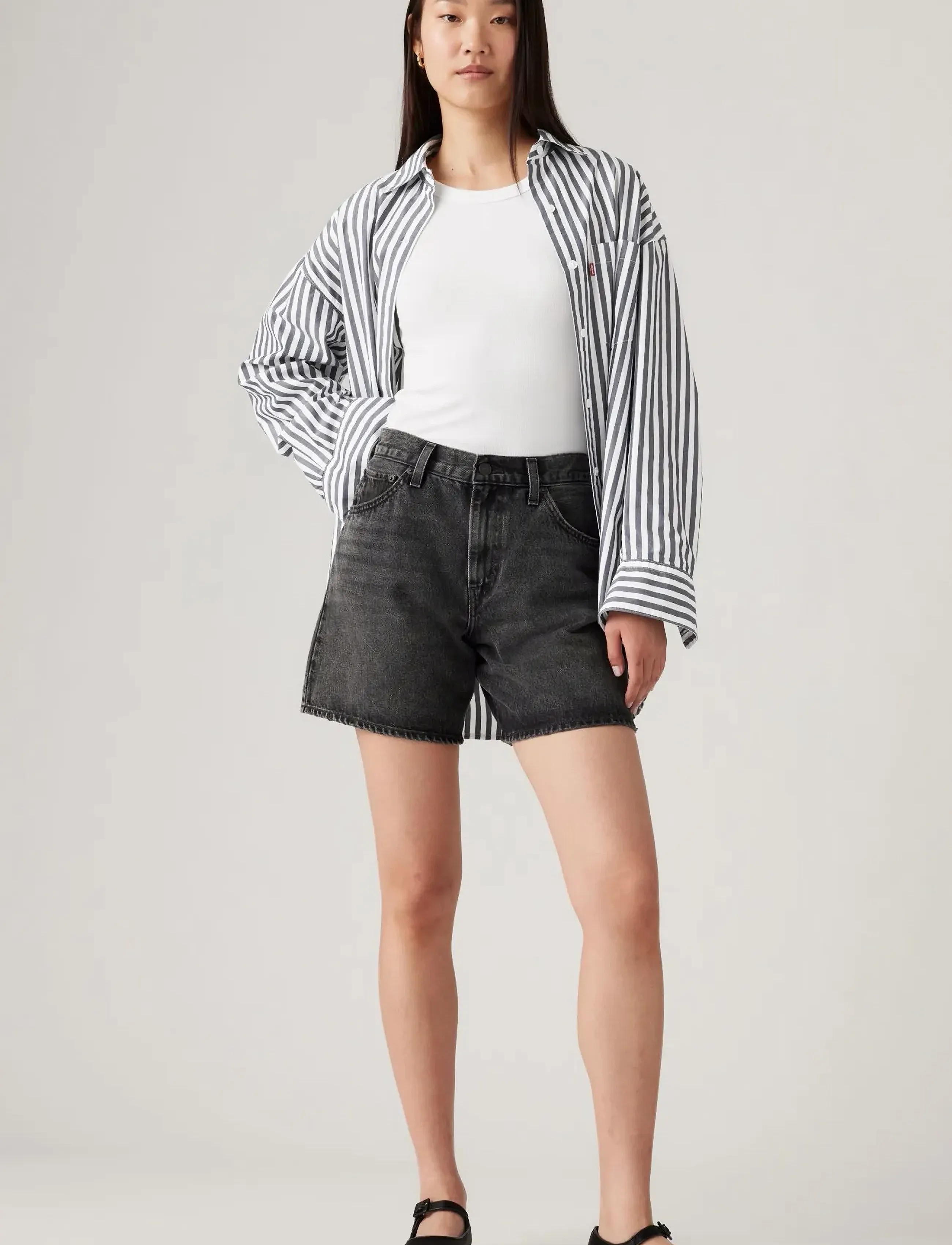 Levi's® - HIGH BAGGY SHORT WHERES MY PHO - lühikesed teksapüksid - blacksr - 0