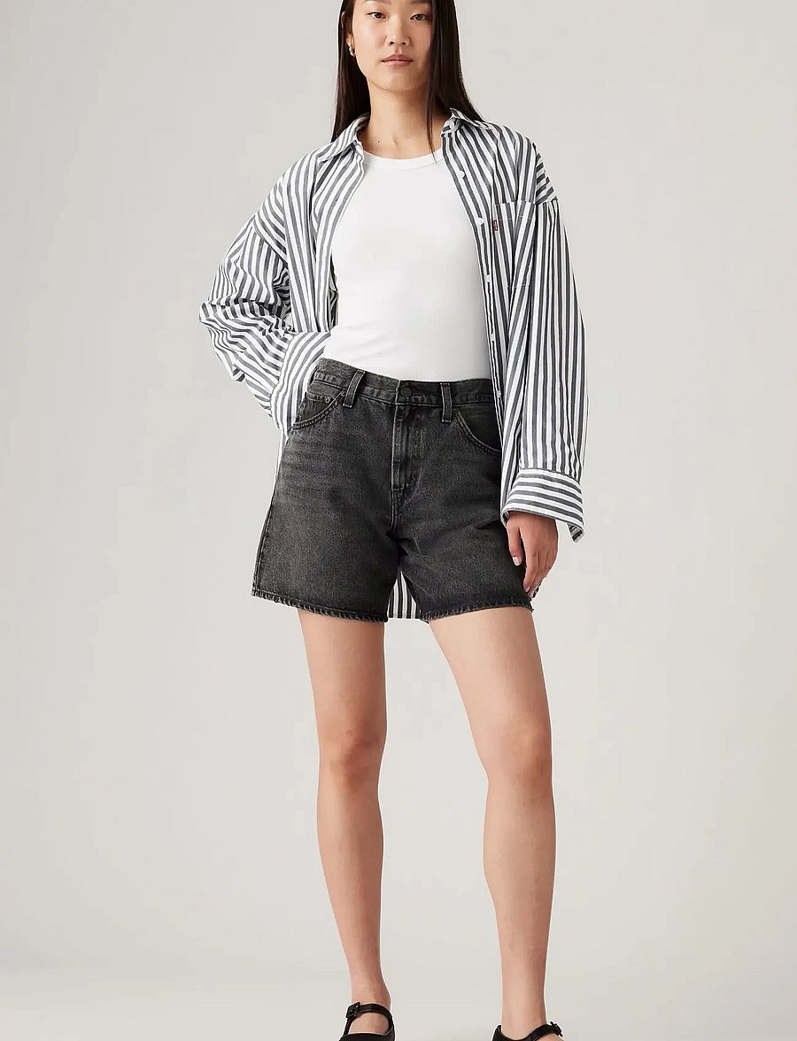 Levi's® - HIGH BAGGY SHORT WHERES MY PHO - lühikesed teksapüksid - blacksr - 0
