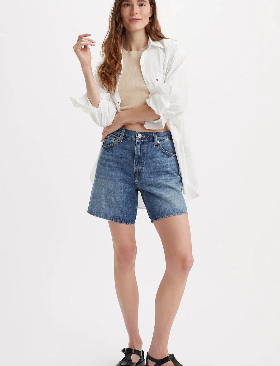 Levi's® - HIGH BAGGY SHORT WORN MEMORY S - jeansshorts - med indigo - flat finish - 0