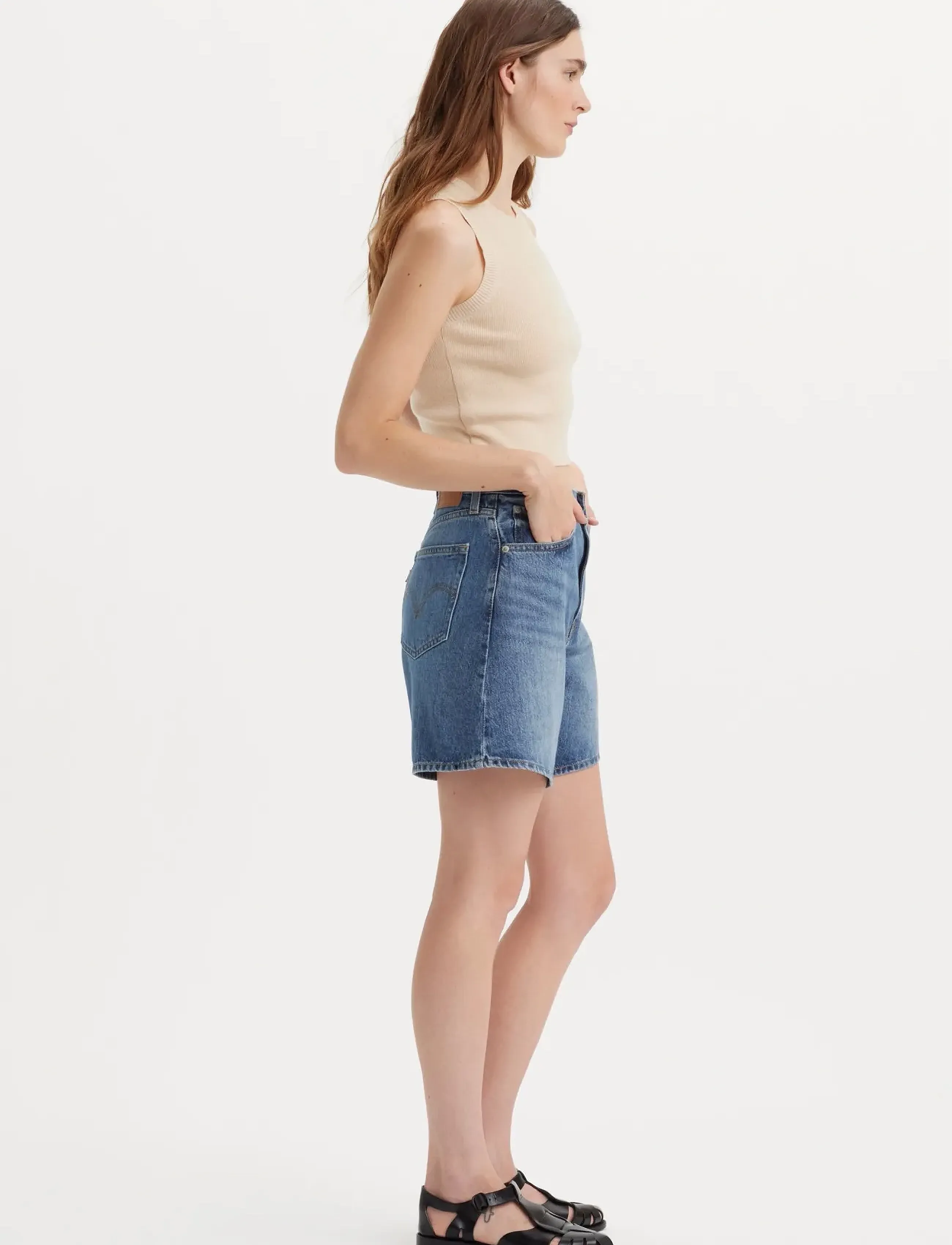 Levi's® - HIGH BAGGY SHORT WORN MEMORY S - jeansshorts - med indigo - flat finish - 3