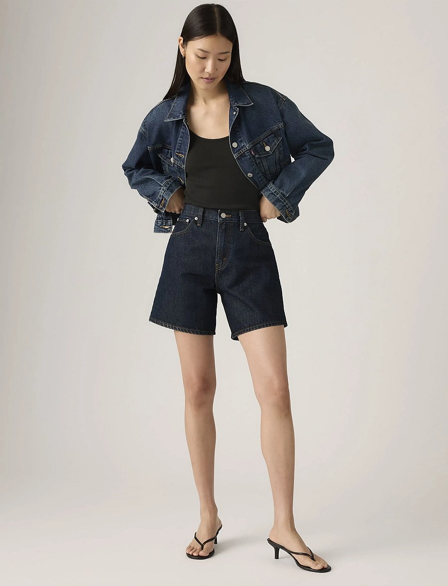 Levi's® - HIGH BAGGY SHORT REMEMBER TOGE - jeansshorts - dark indigo - flat finish - 0