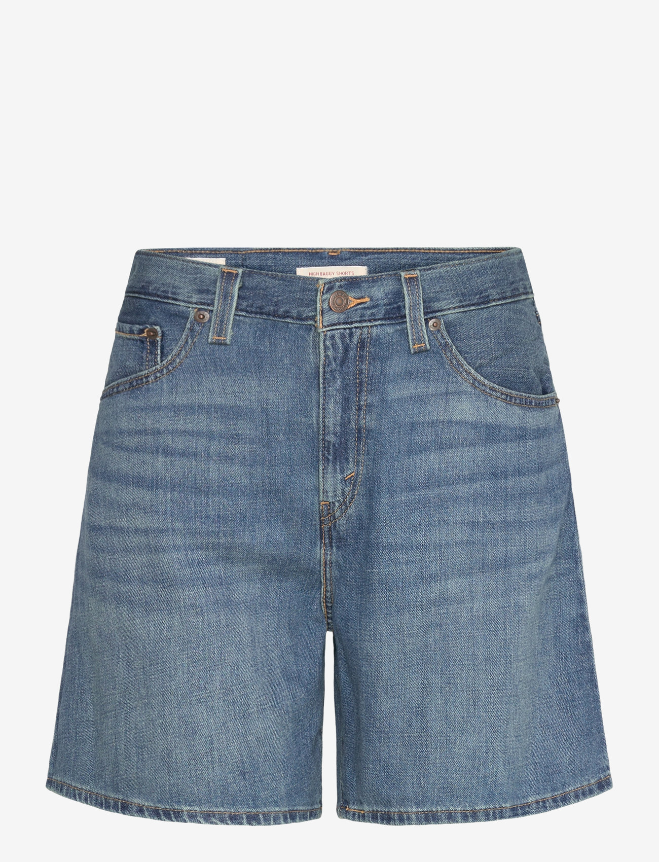 Levi's® - HIGH BAGGY SHORT STOP FLAXING - jorts - med indigo - worn in - 1