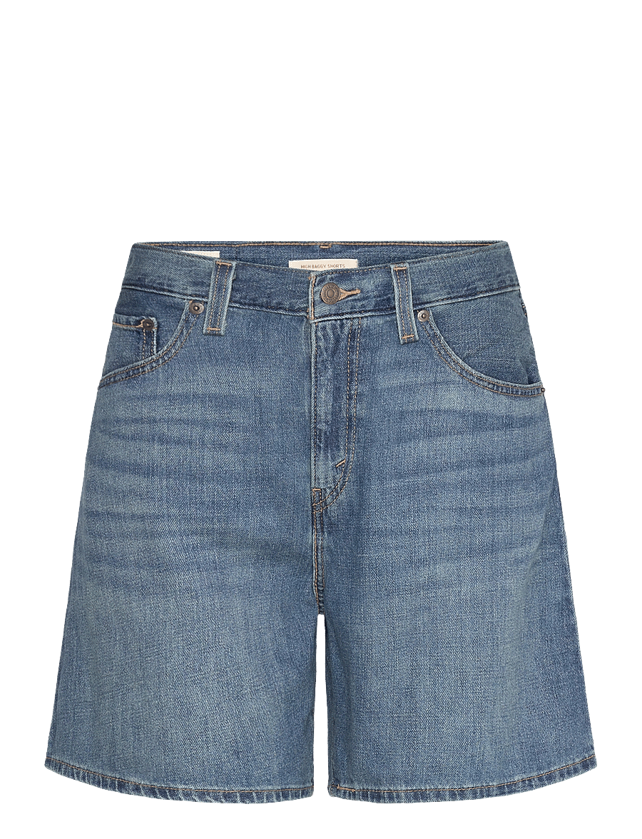 Levi's® - HIGH BAGGY SHORT STOP FLAXING - jeansshorts - med indigo - worn in - 1