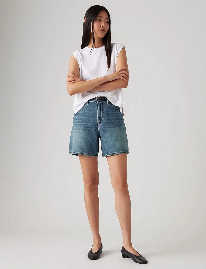 Levi's® - HIGH BAGGY SHORT STOP FLAXING - med indigo - worn in - 0