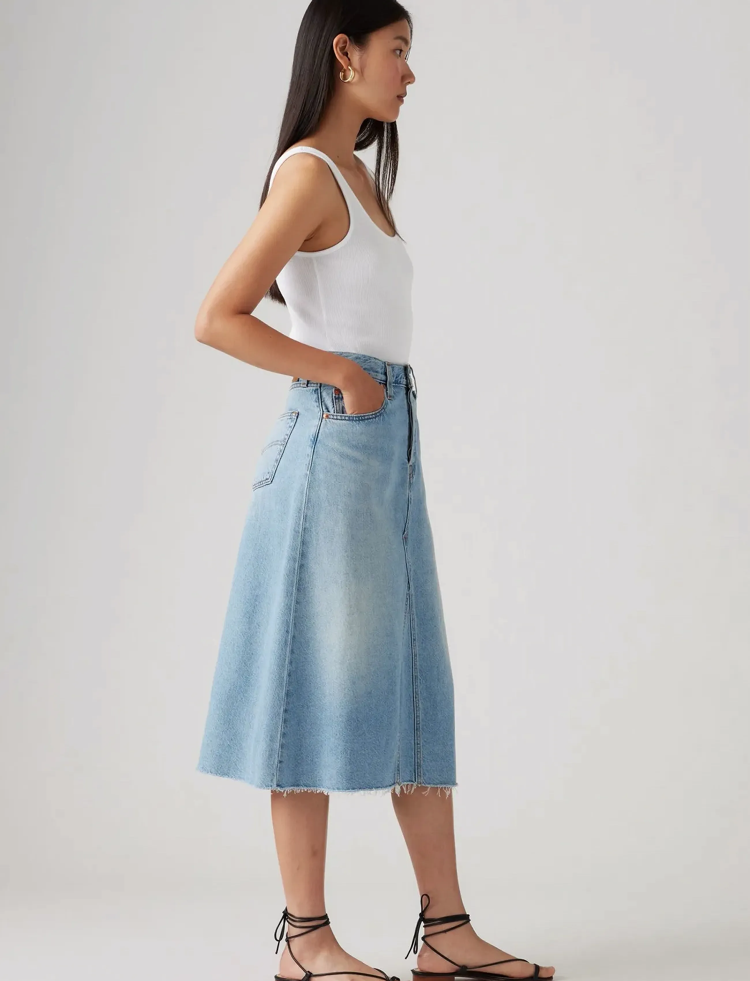 Levi's® - HR ALINE DECON SKIRT SECRET SE - jupes en jeans - light indigo - flat finis - 3