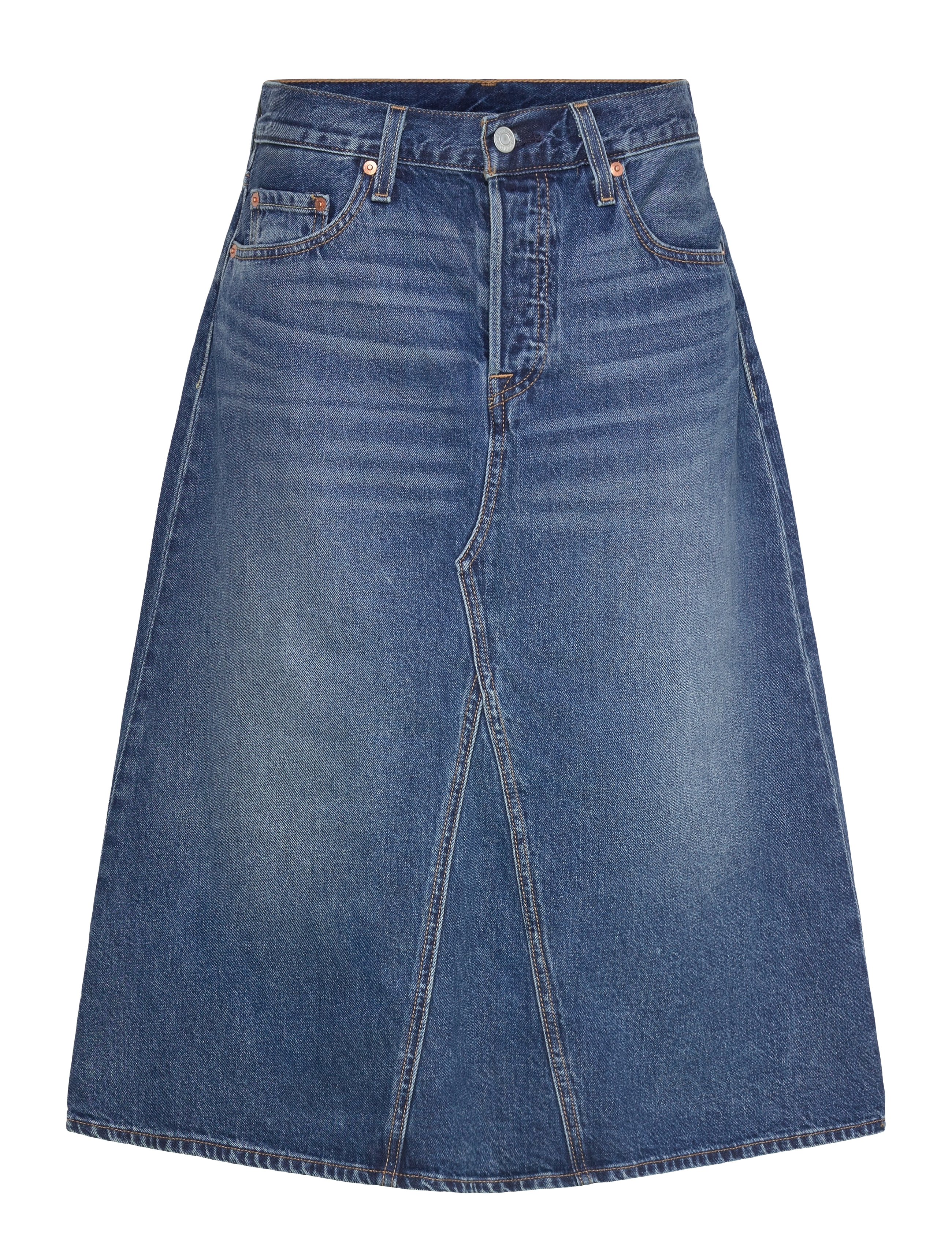 Levi's® - HR ALINE DECON SKIRT MID MORNI - med indigo - worn in - 1