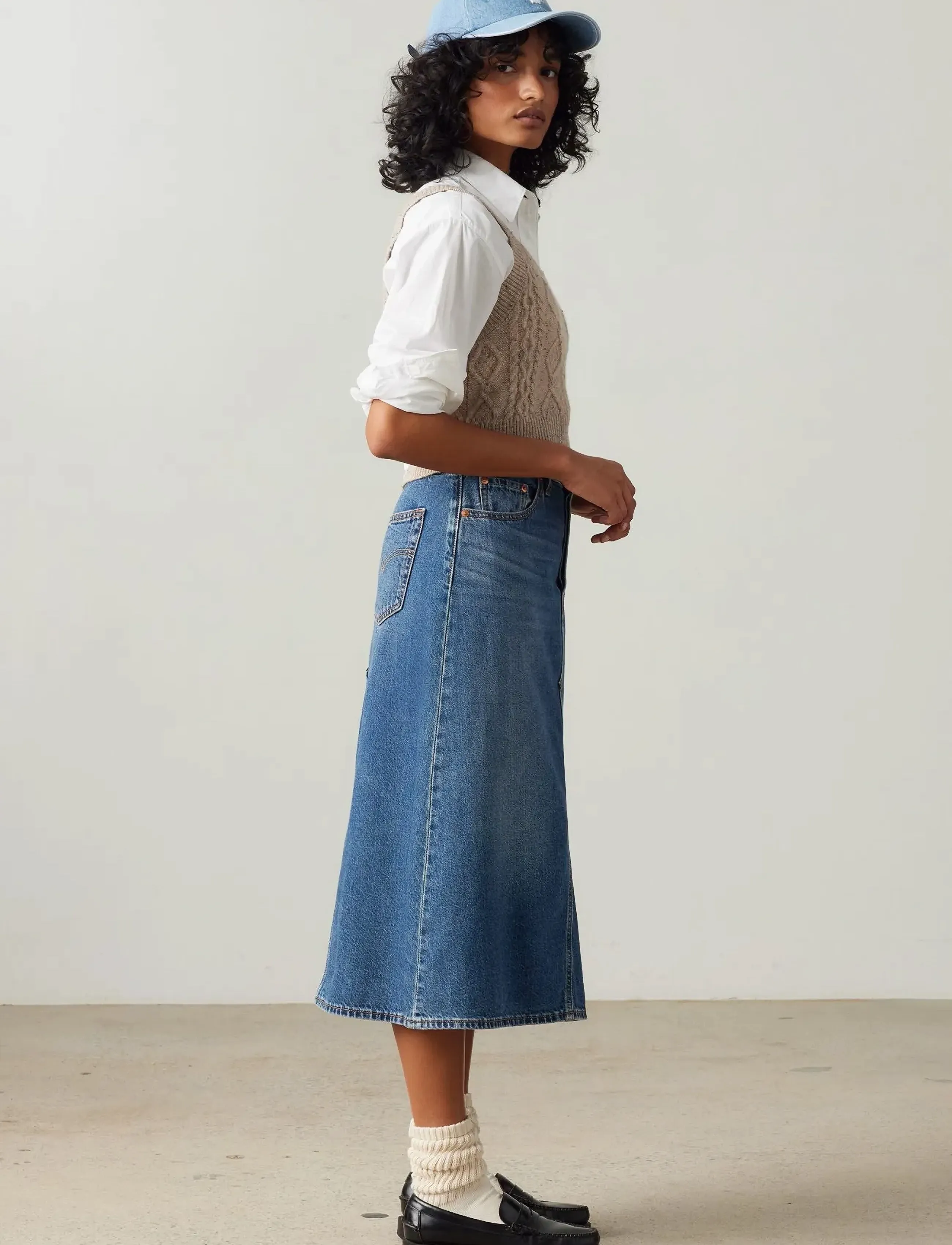 Levi's® - HR ALINE DECON SKIRT MID MORNI - med indigo - worn in - 3