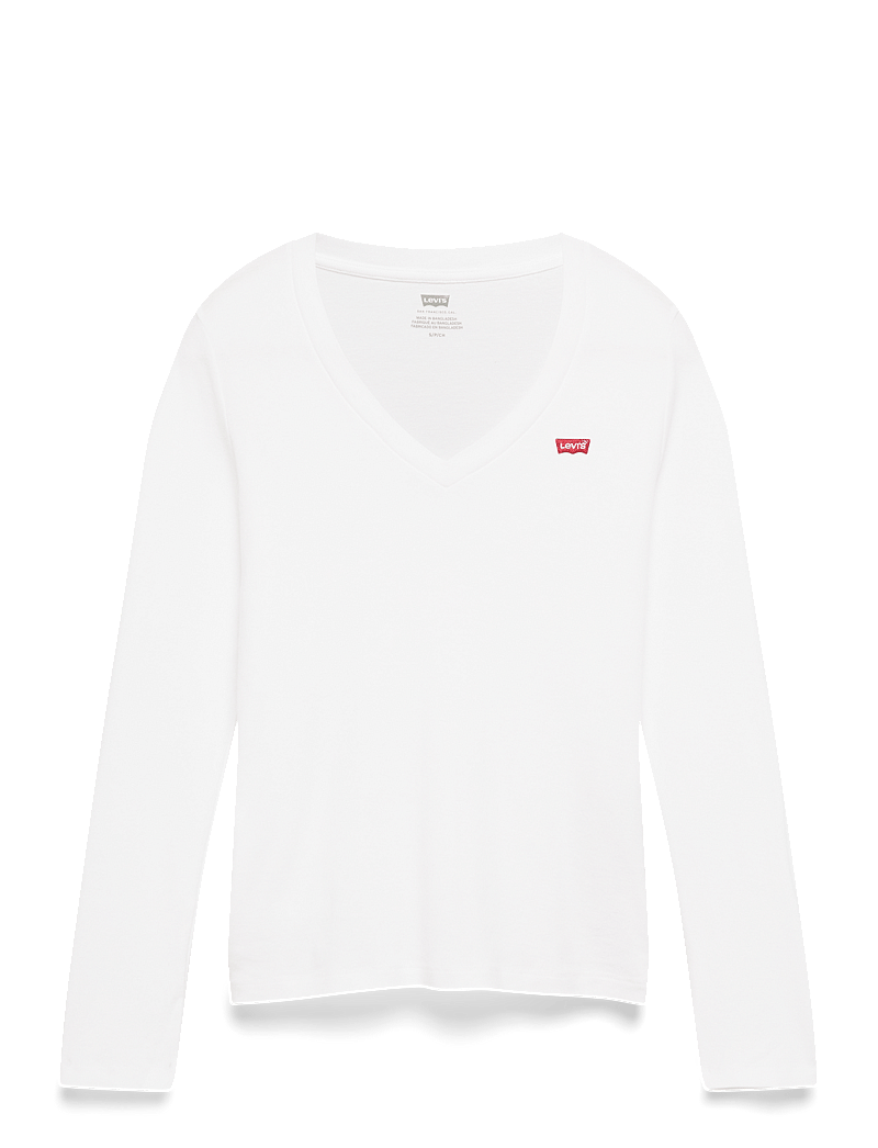 Levi's® - ESSENTIAL HM LS VNECK WHITE + - långärmade toppar - neutrals - 2