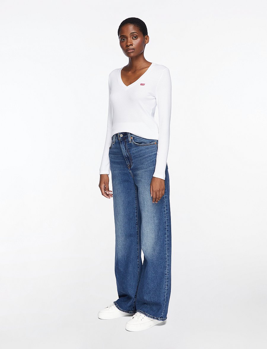 Levi's® - ESSENTIAL HM LS VNECK WHITE + - topy z długimi rękawami - neutrals - 4